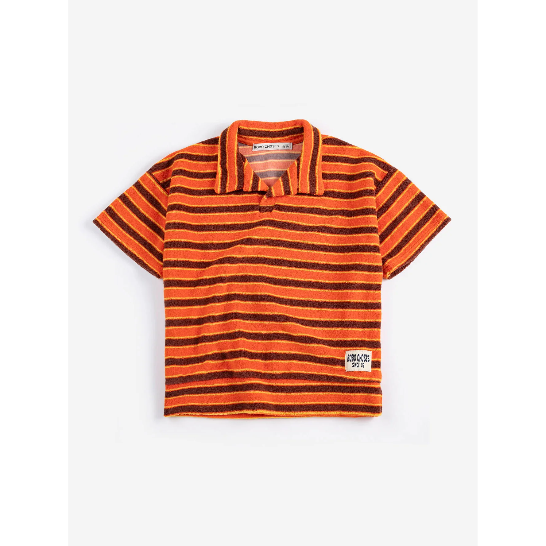 Bobo Choses Orange Striped Brick Terry Polo