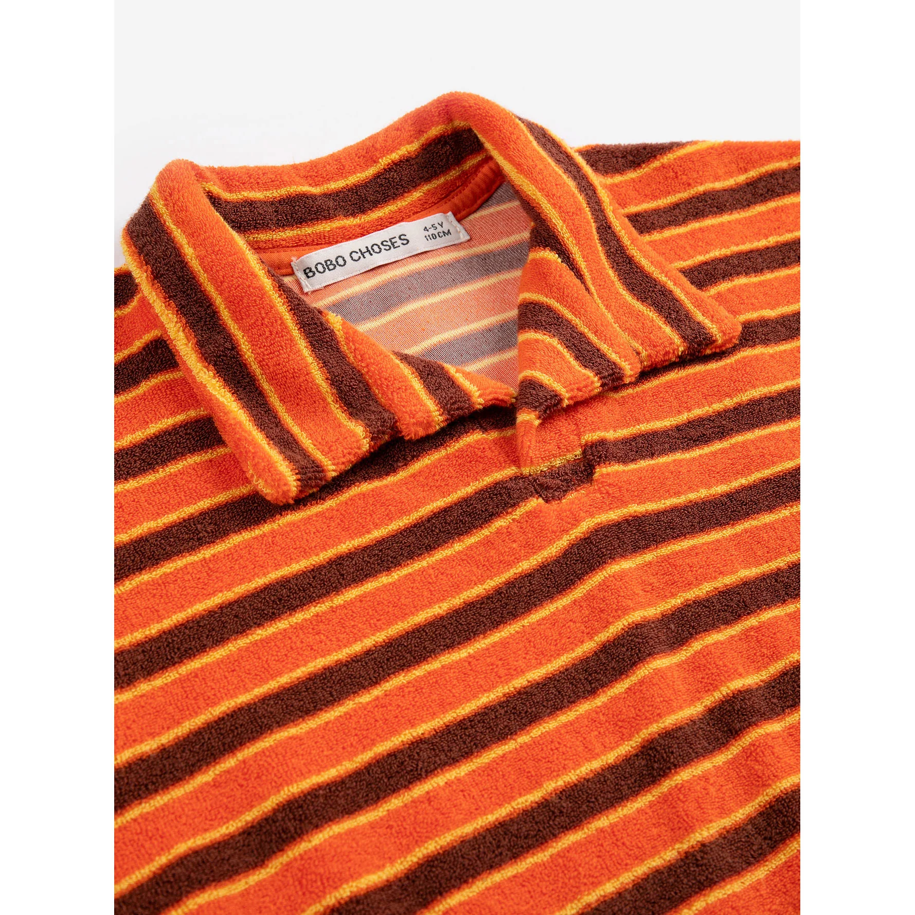 Bobo Choses Orange Striped Brick Terry Polo - Image 3