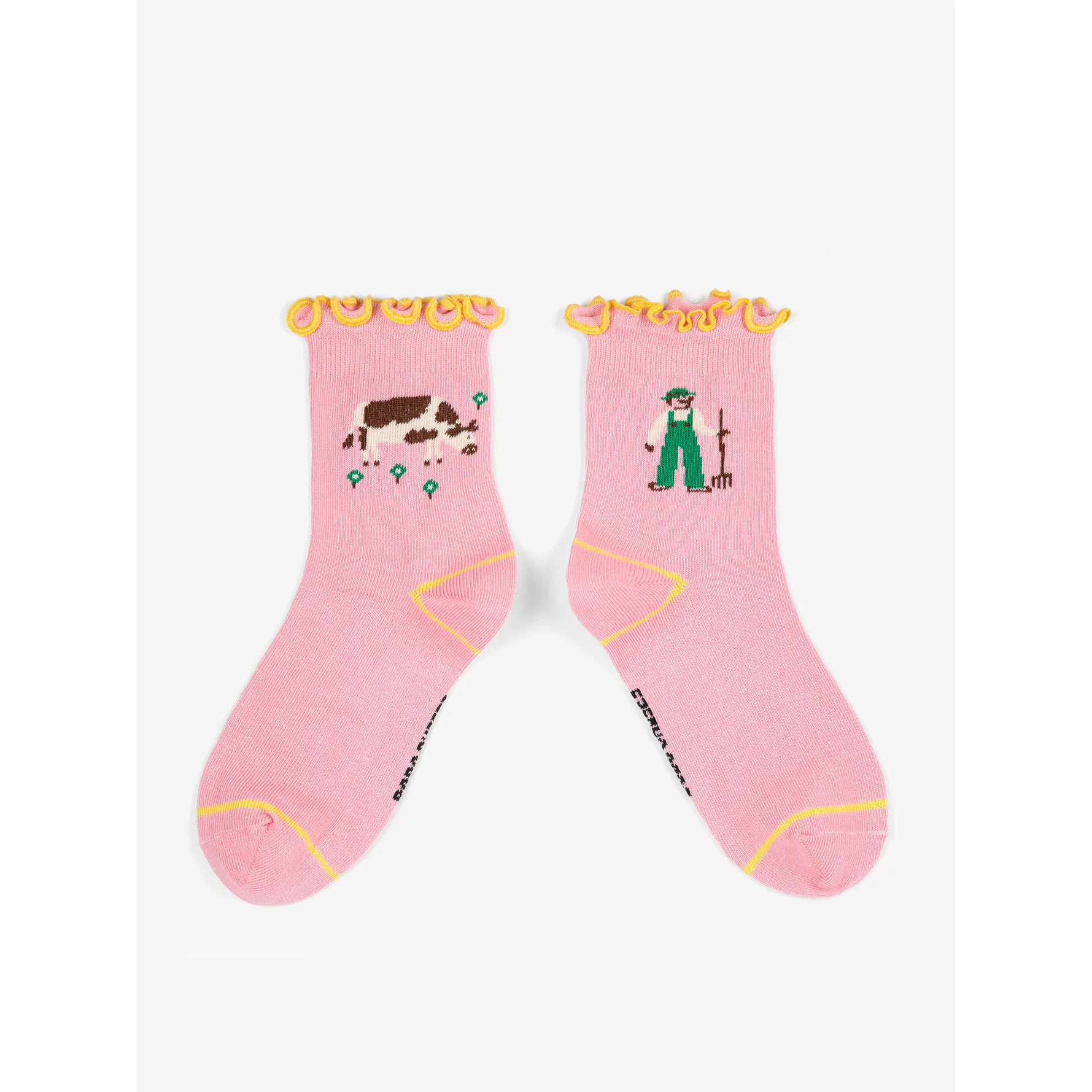 Bobo Choses Pink Farm Adventure Ruffled Short Socks