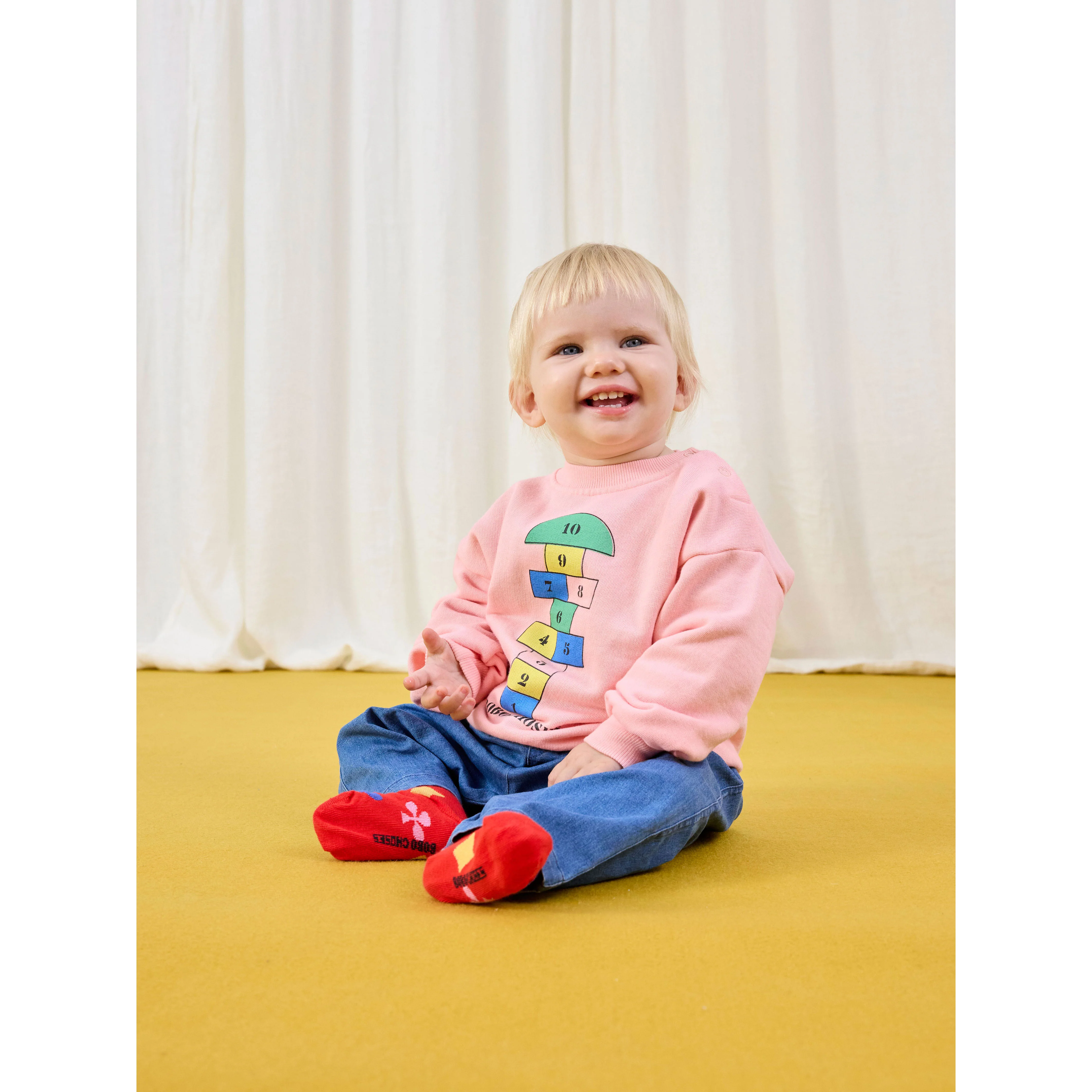 Bobo Choses Pink Hopscotch Baby Sweatshirt - Image 4