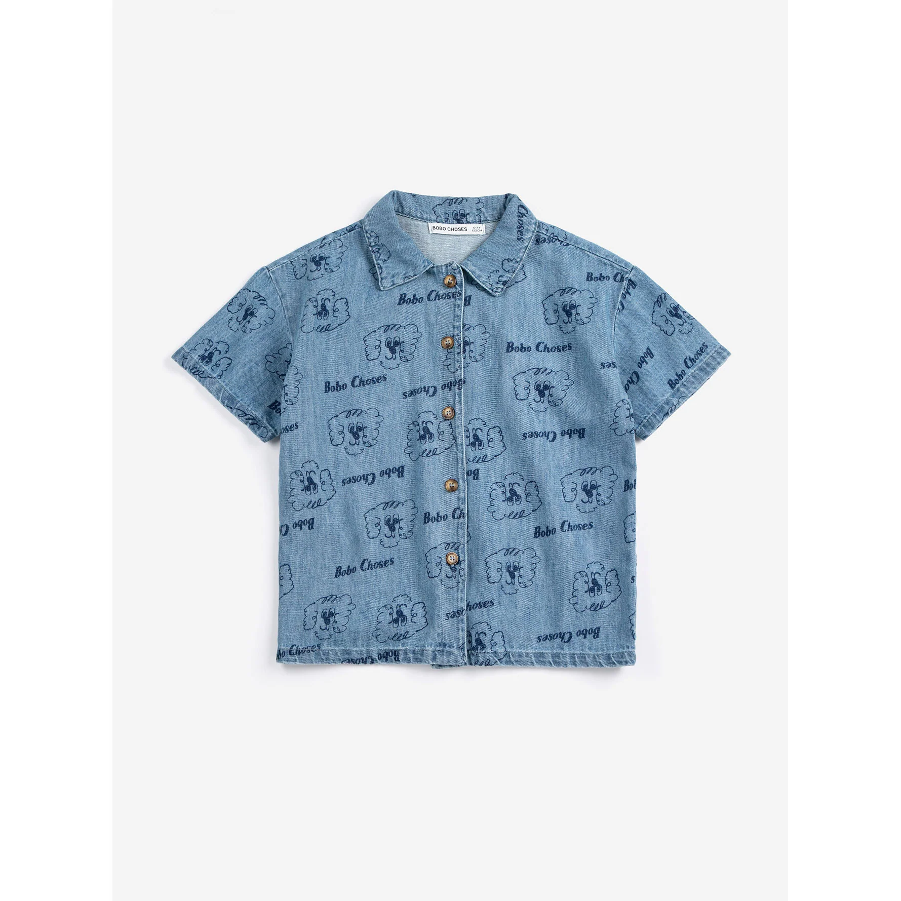 Bobo Choses Prussian Blue Dog All Over Denim Shirt