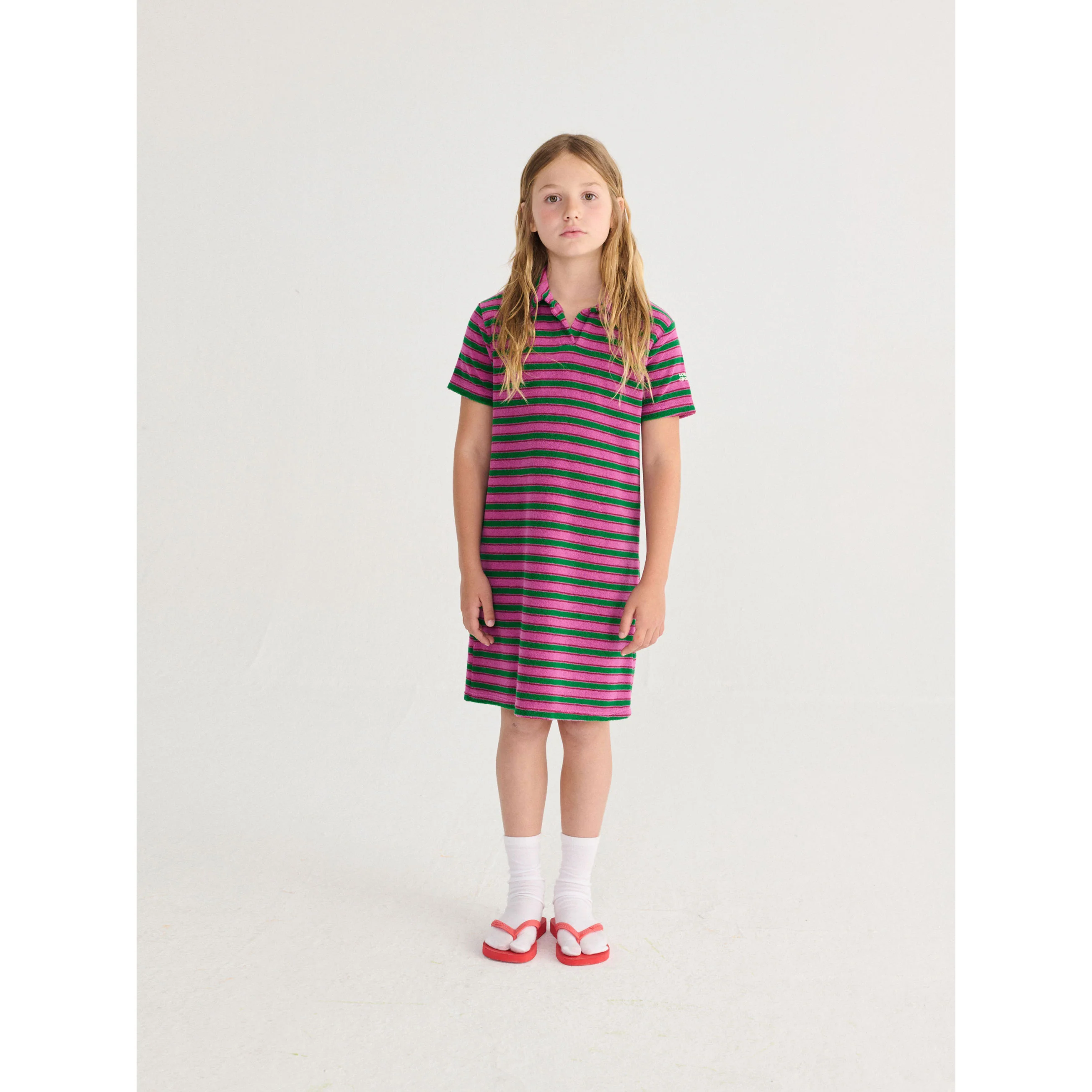 Bobo Choses Purple Striped Terry Cloth Polo Dress - Image 2