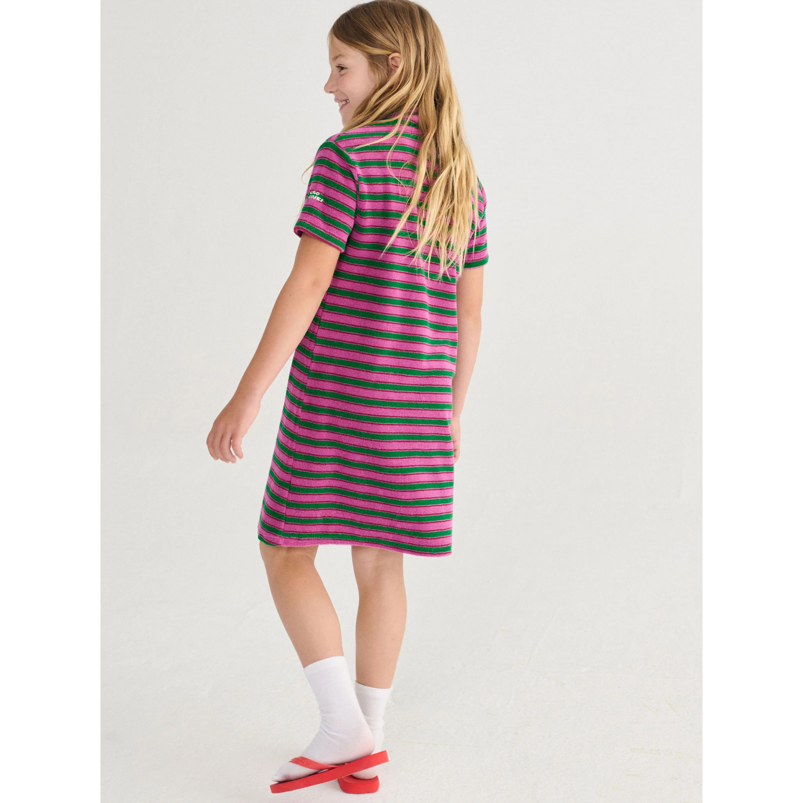 Bobo Choses Purple Striped Terry Cloth Polo Dress - Image 4
