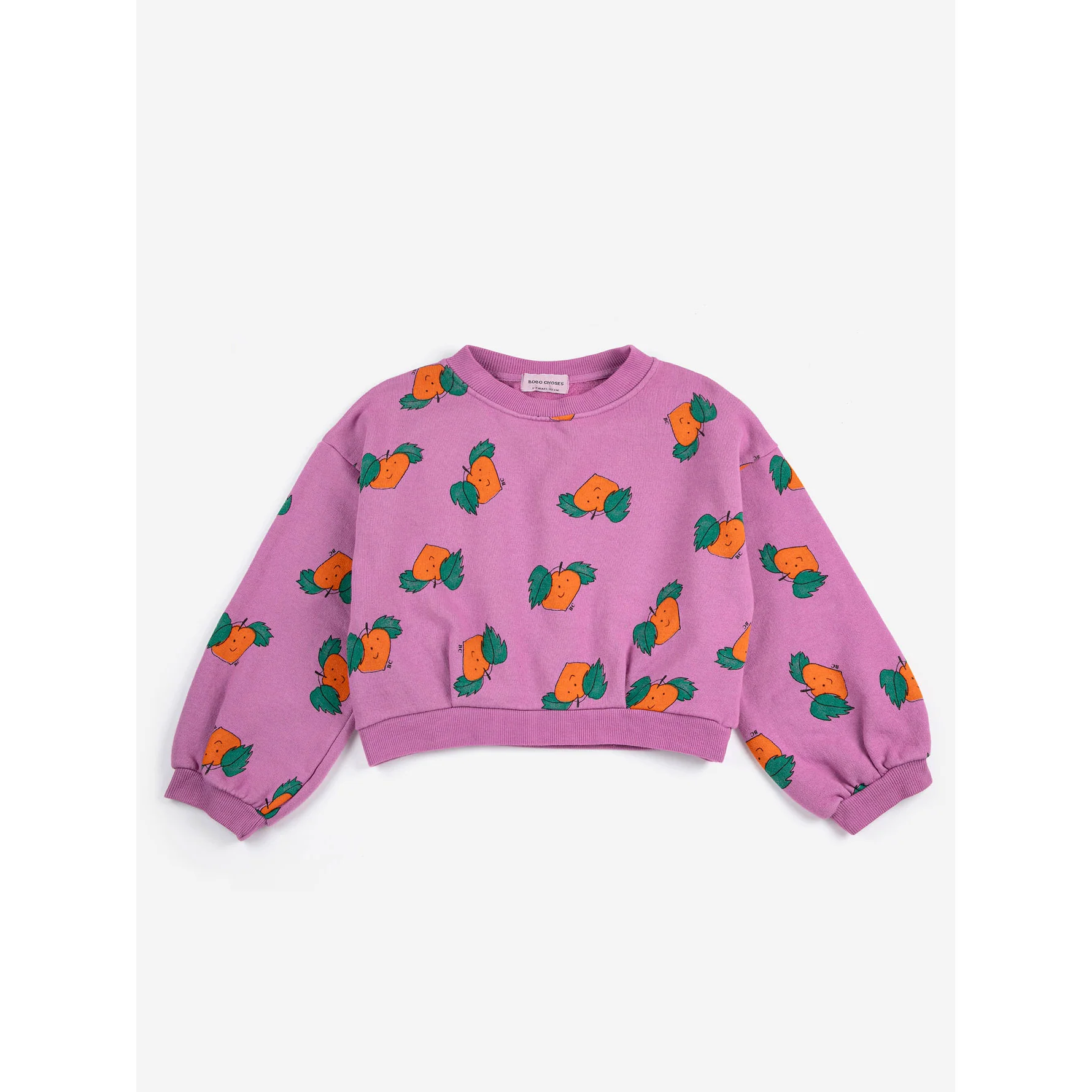 Bobo Choses Purple Tangerine All Over Cropped Sweatshirt
