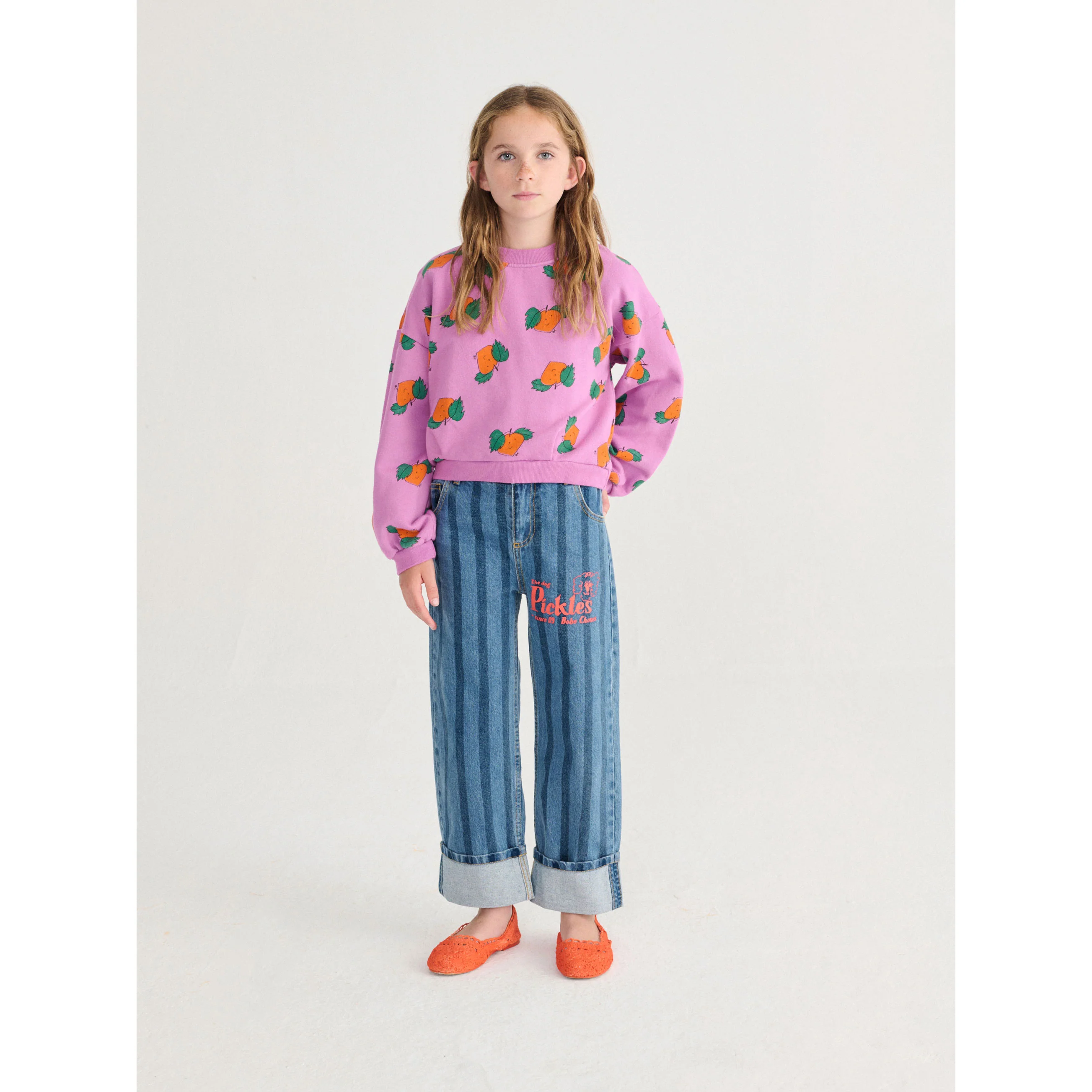 Bobo Choses Purple Tangerine All Over Cropped Sweatshirt - Image 2