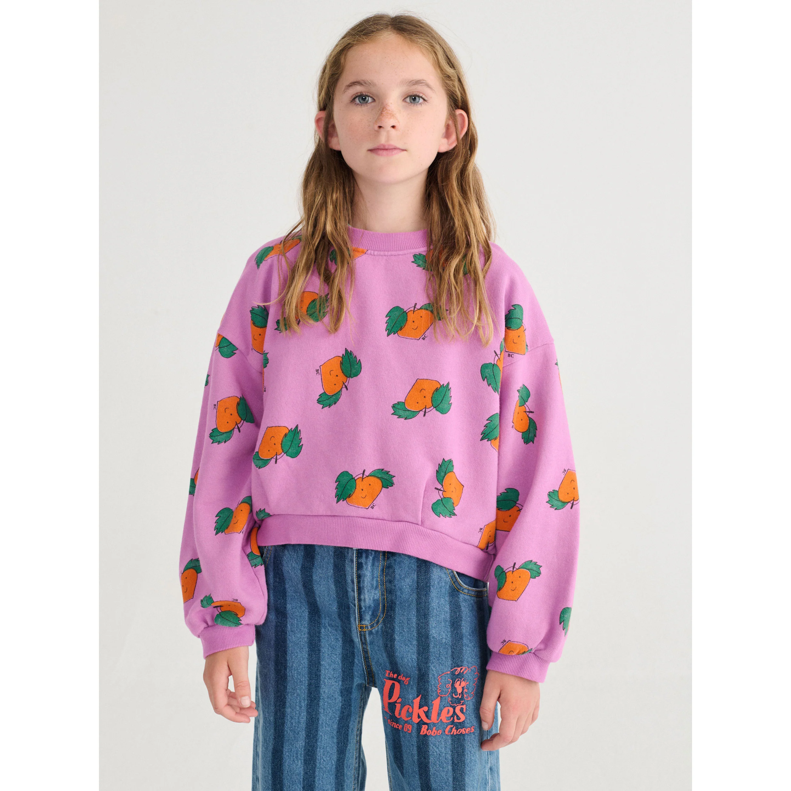 Bobo Choses Purple Tangerine All Over Cropped Sweatshirt - Image 4
