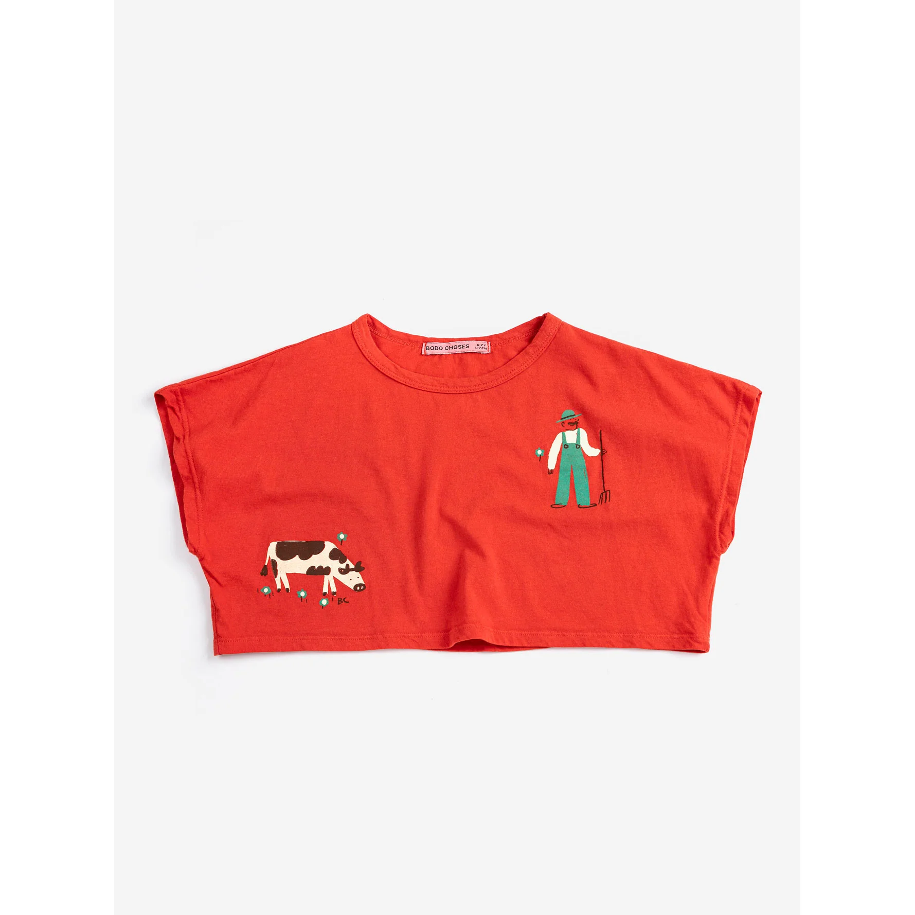 Bobo Choses Red Farm Adventure Cropped T-Shirt