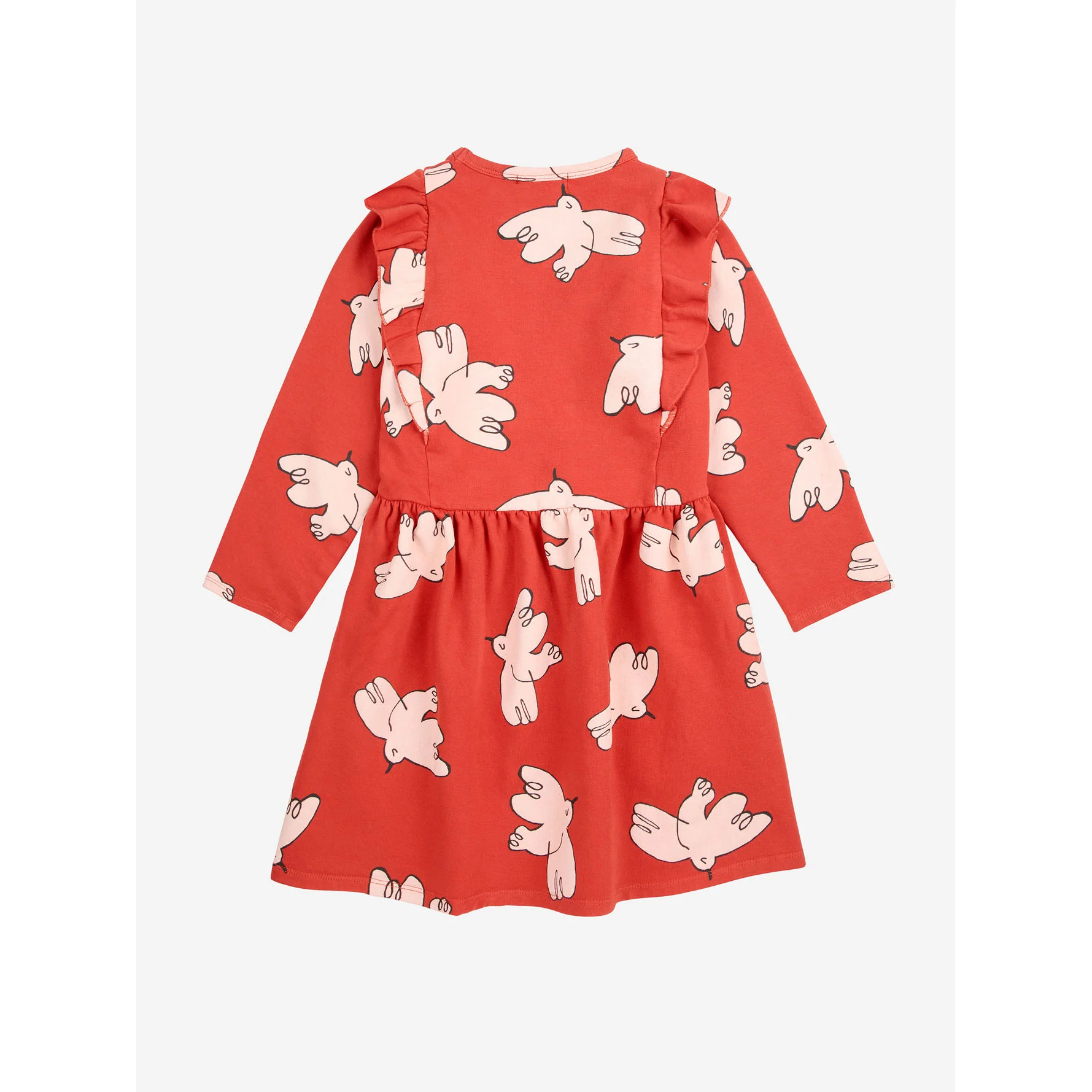 Bobo Choses Red Freedom Bird Allover Ruffle Dress - Image 3