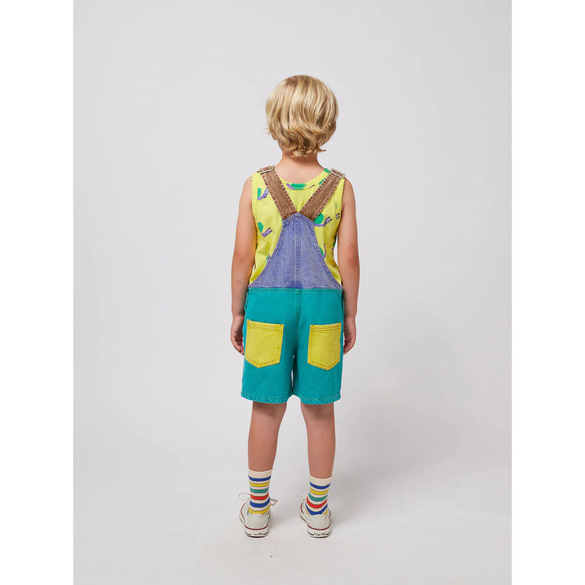 Bobo Choses Smiling Color Block Denim Dungaree - Image 5