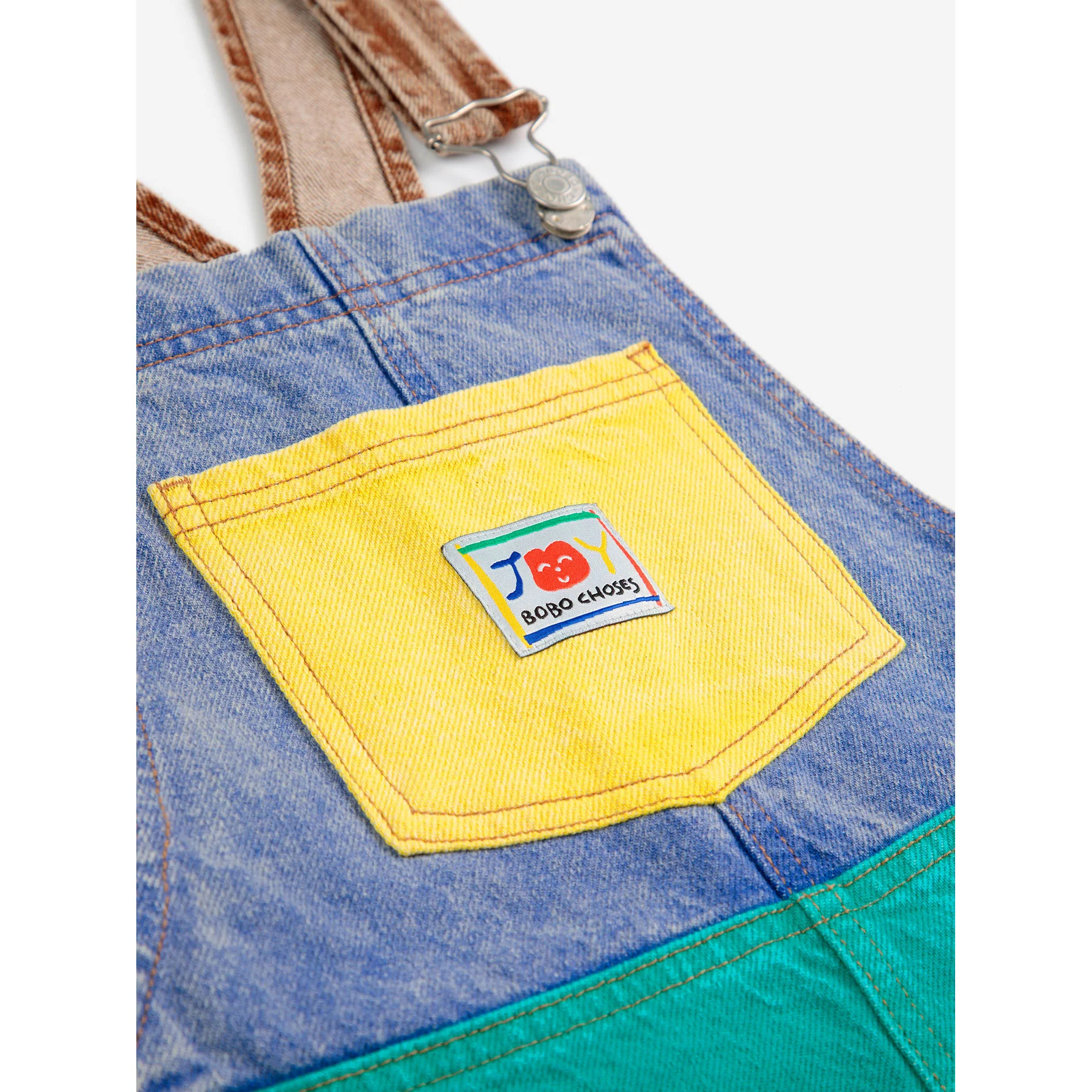 Bobo Choses Smiling Color Block Denim Dungaree - Image 6