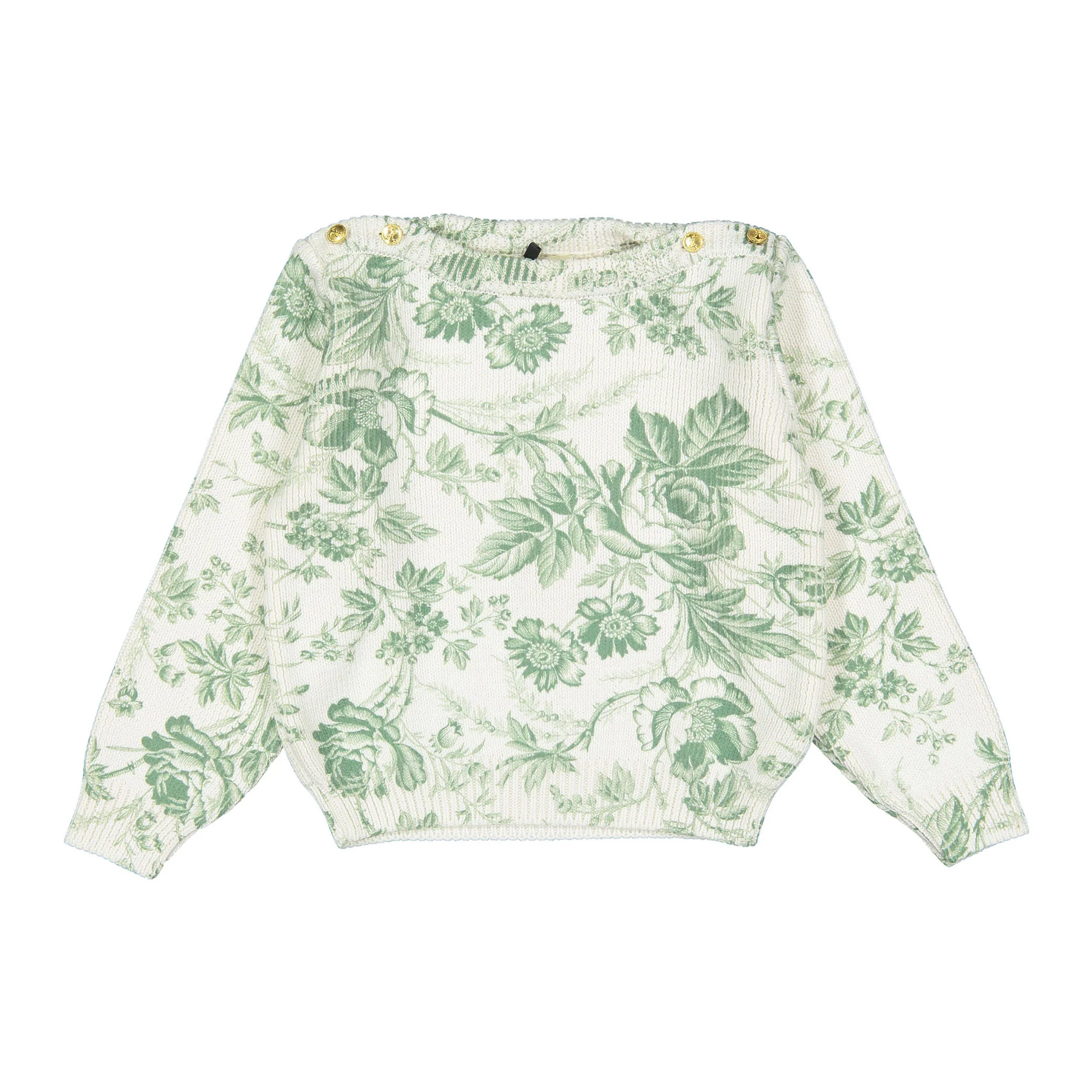 Bonjour Green Flower Printed Sweater