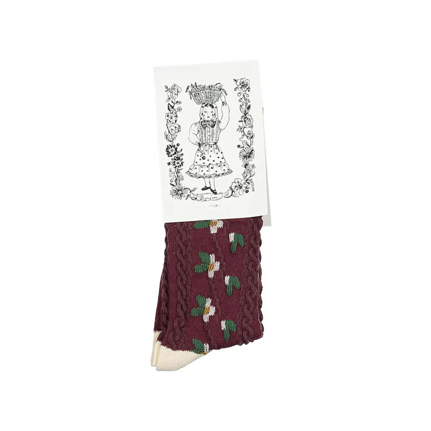 Bonjour Wine Relief Flowers Socks