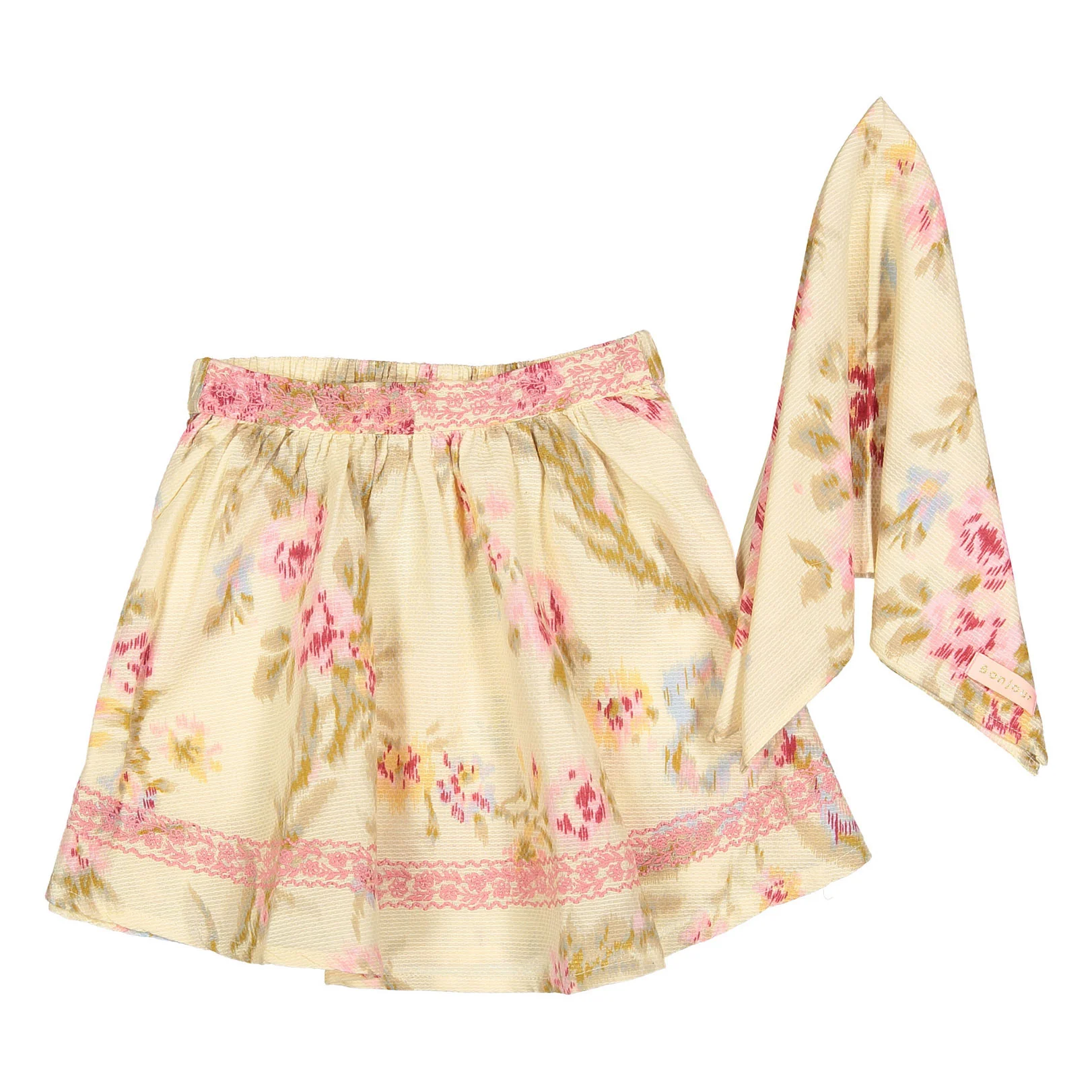 Bonjour Antoinette Print Pique Skirt With Scarf