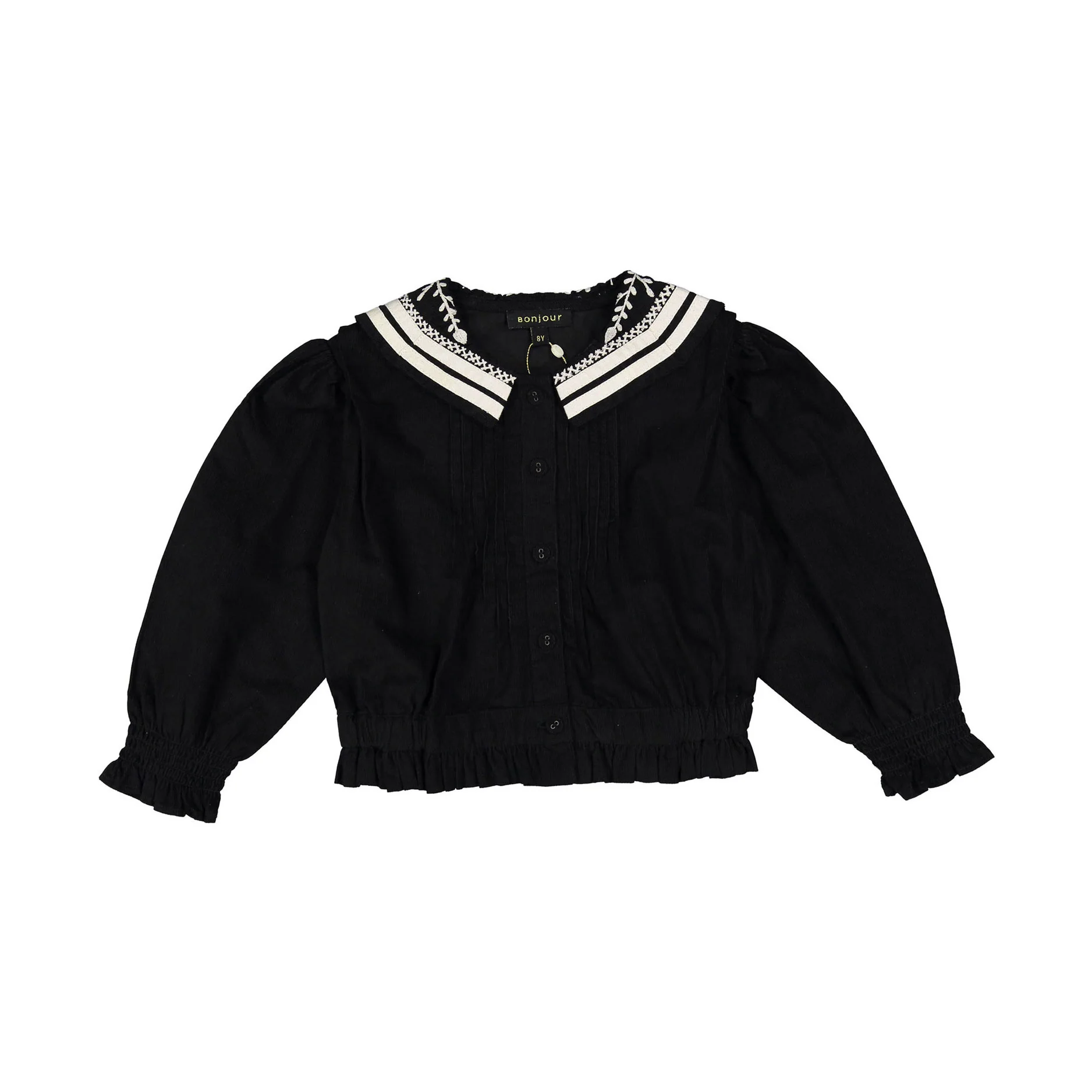 Bonjour Black Baby Cord Sailor Blouse