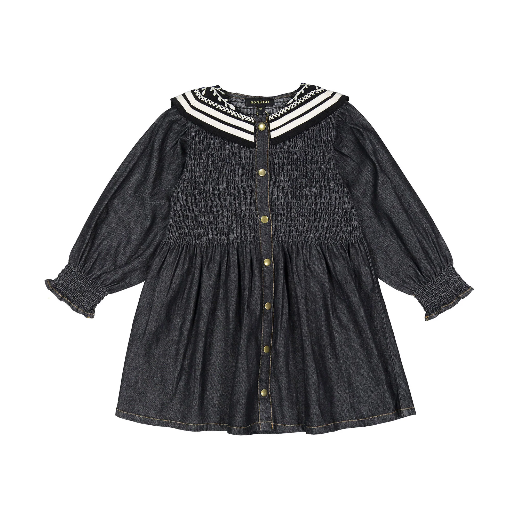 Bonjour Black Denim Sailor Collar Tunique