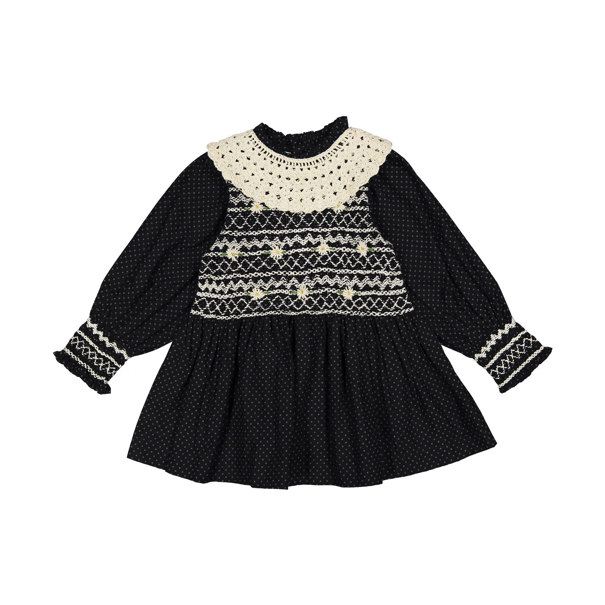 Bonjour Black Dot Print Handsmock Blouse