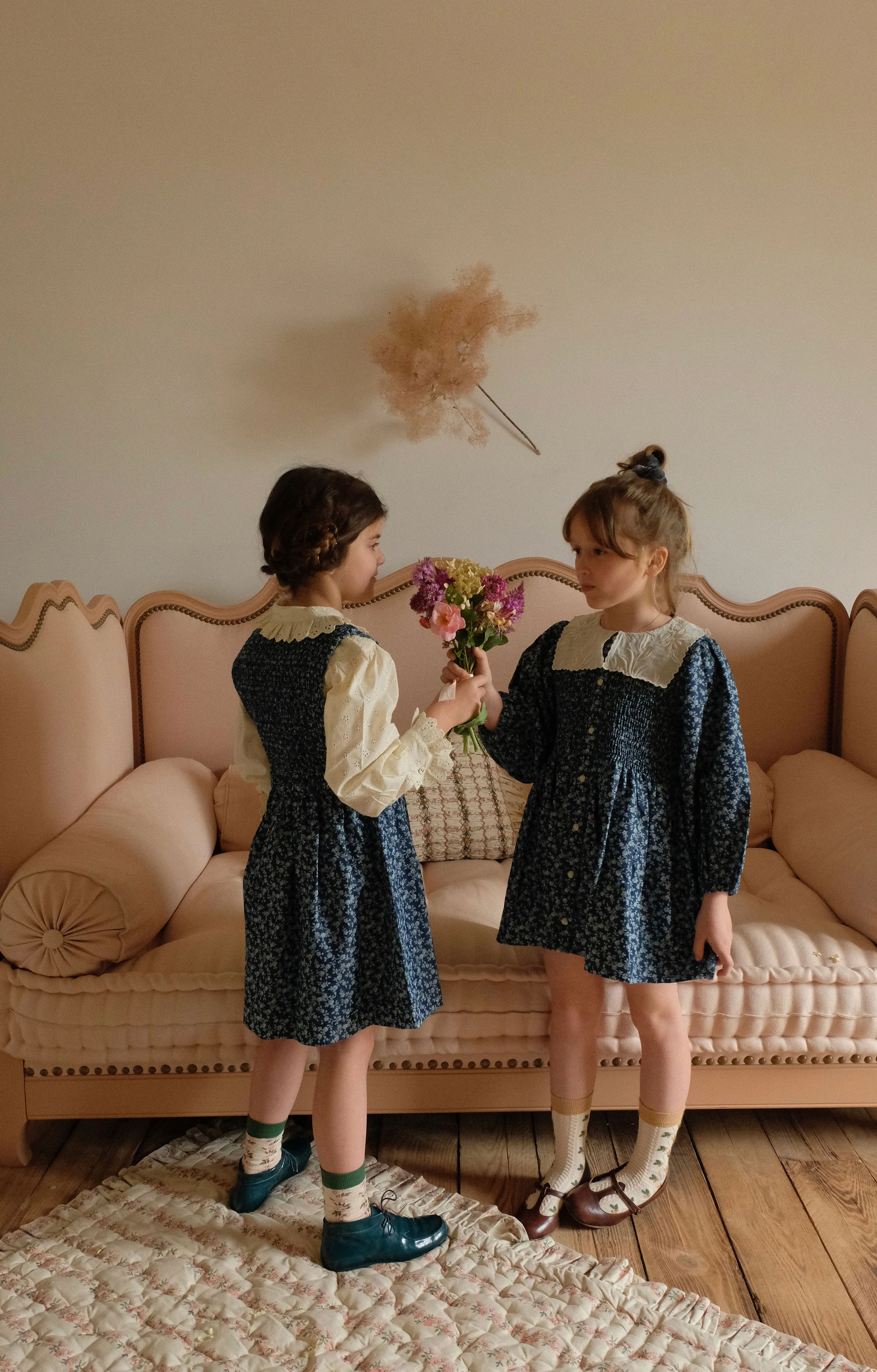 Bonjour Blue Denim Flower Print Apron Dress - Image 2