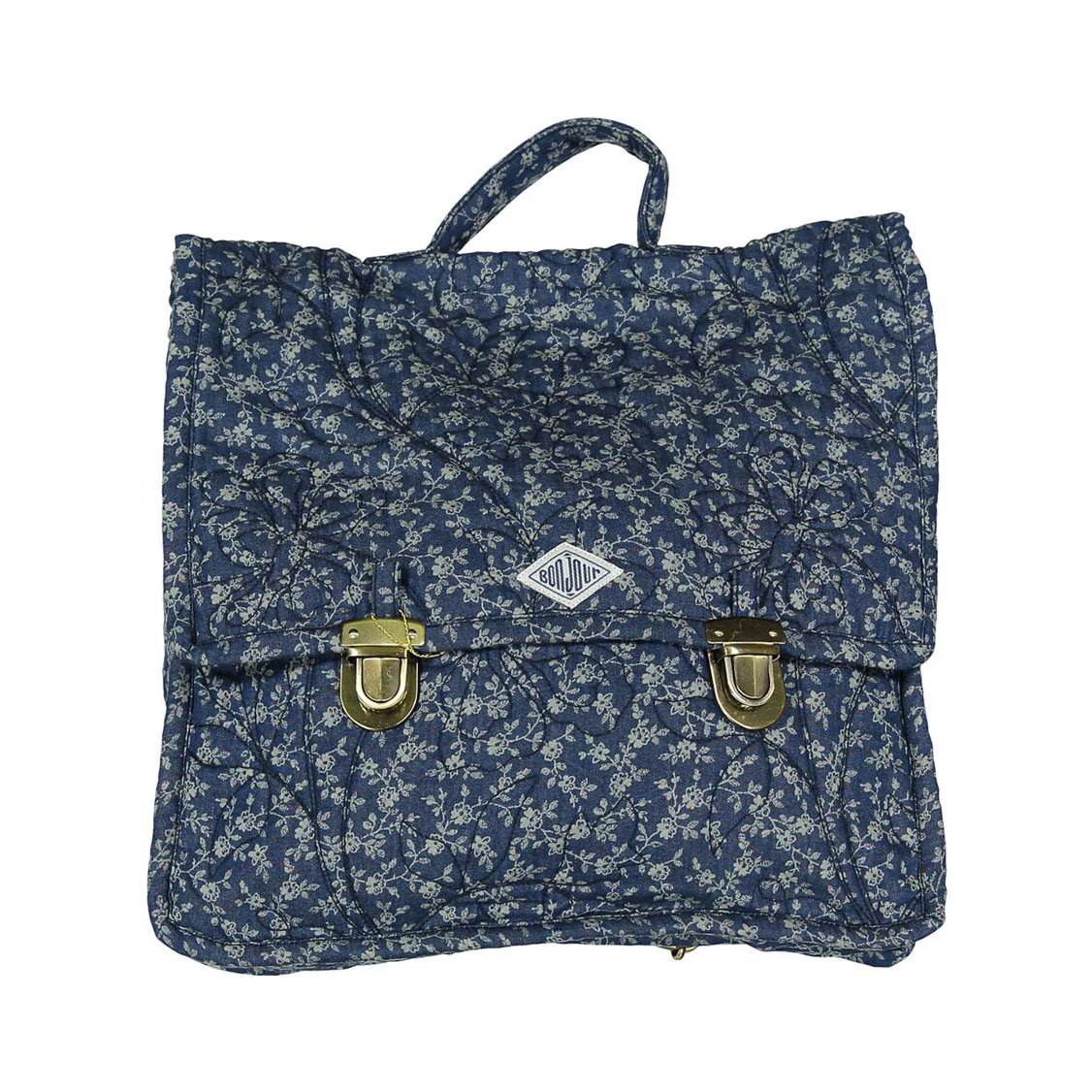 Bonjour Blue Denim Flower Quilted Bag