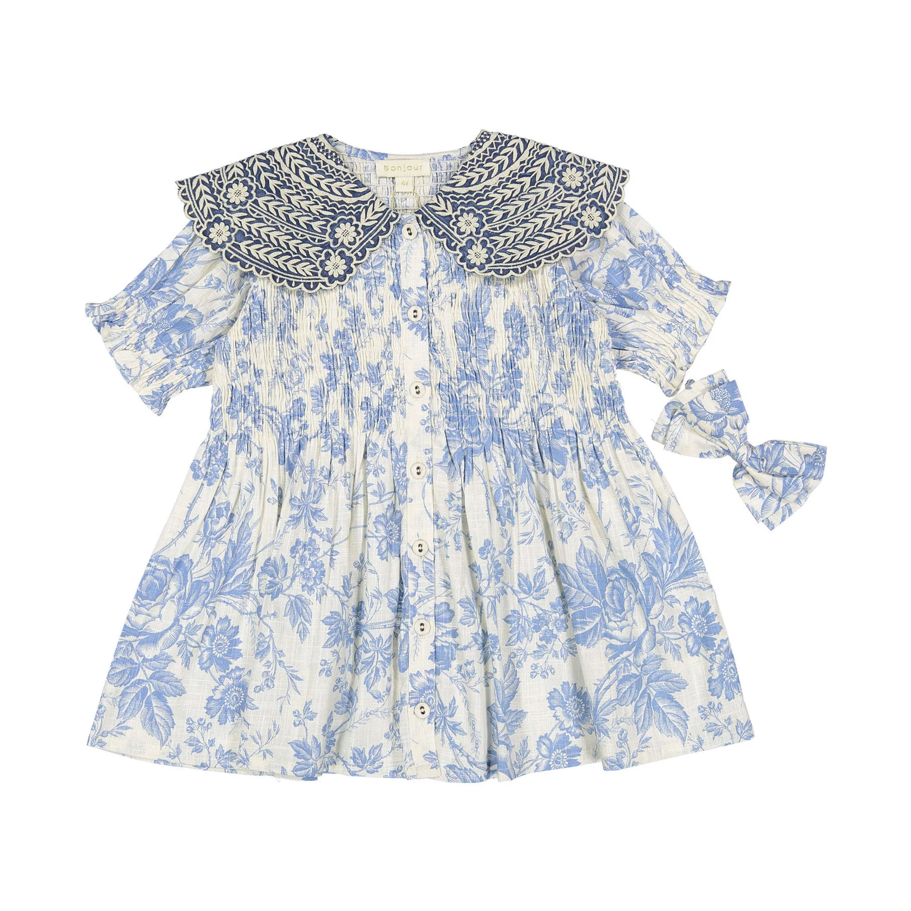 Bonjour Blue Tapestry Print Tunique + Hair Clip