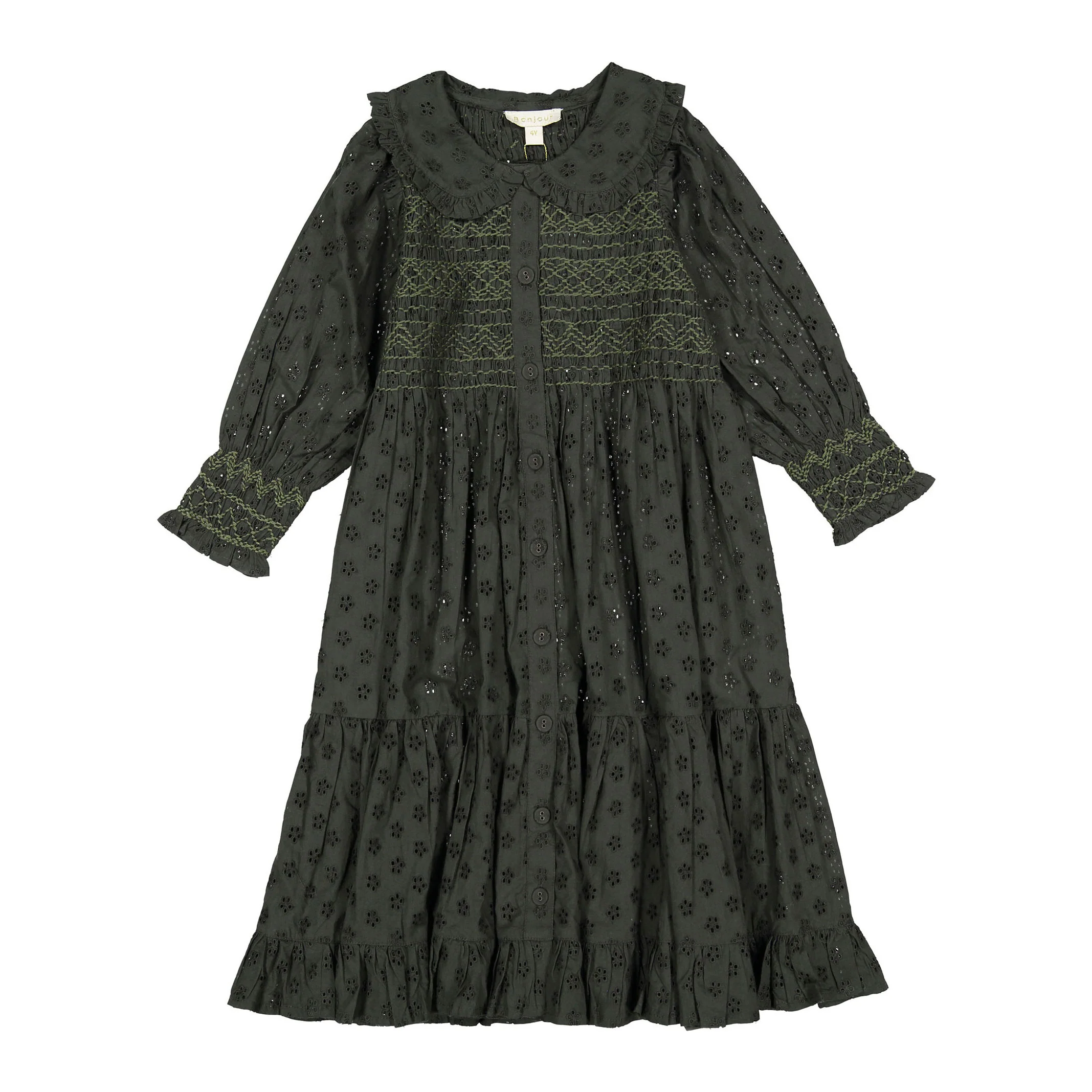 Bonjour Charcoal Broderie Anglaise Dress
