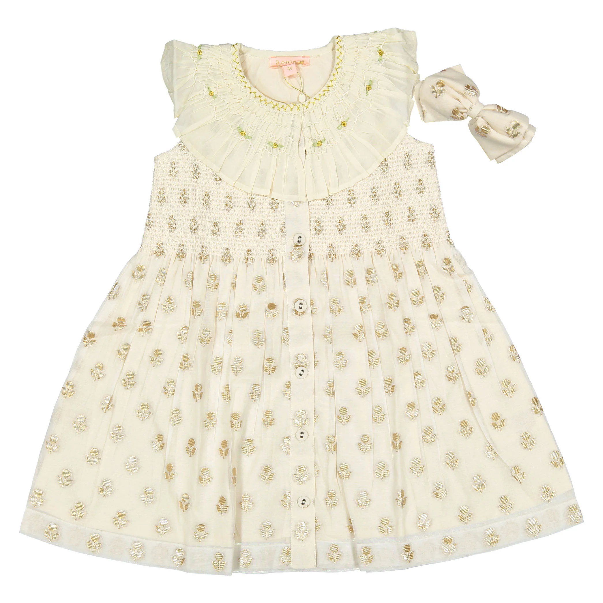 Bonjour Ecru Chanderi Ibiza Top + Hairclip