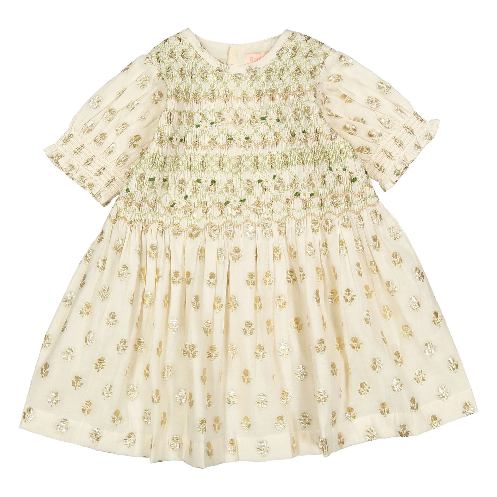 Bonjour Ecru Chanderi Smocks Blouse