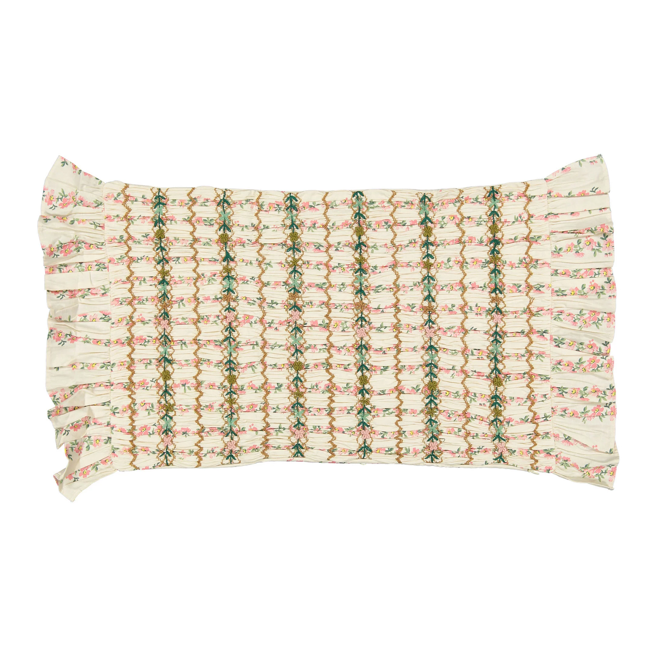 Bonjour Flower Print Handsmock Pillow Case