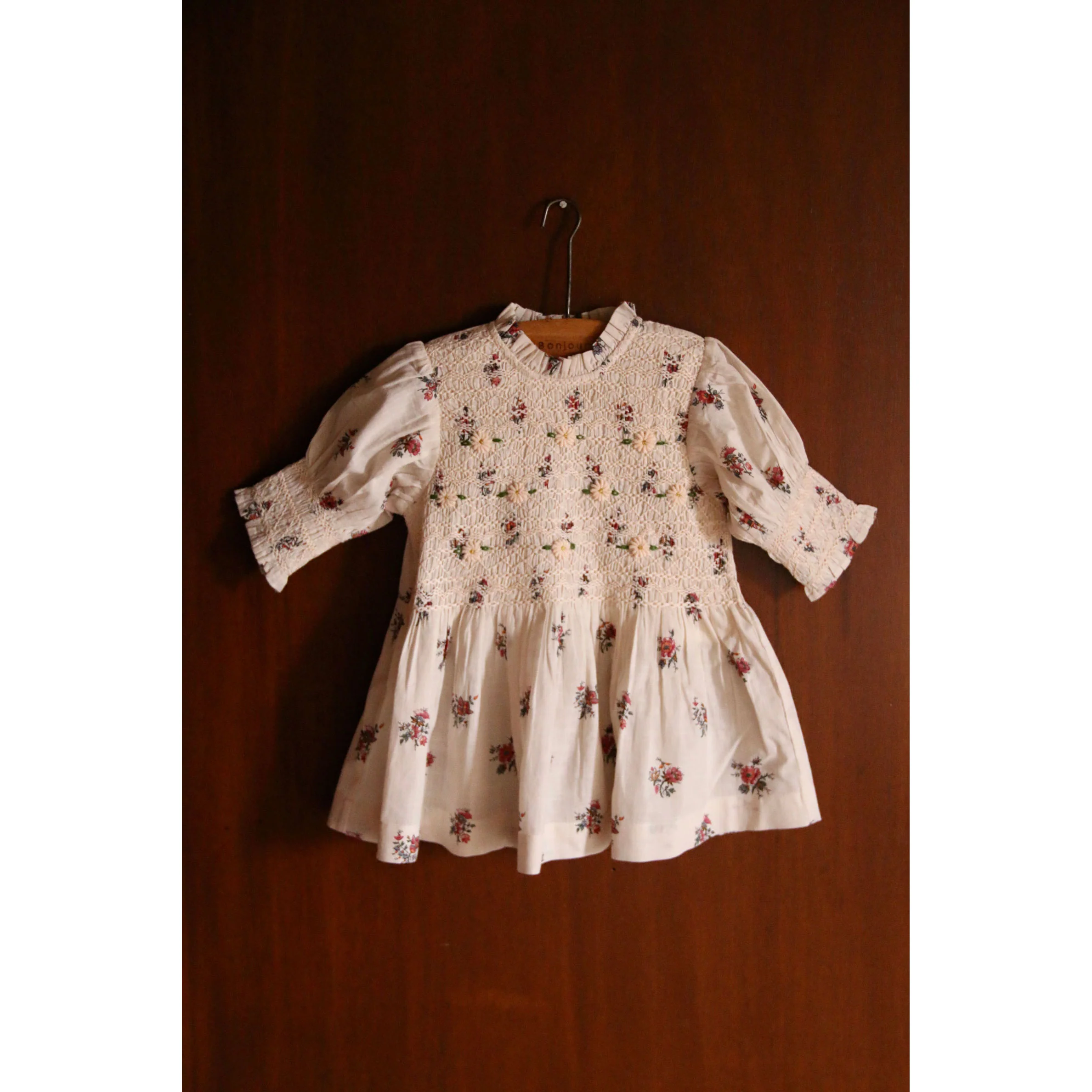 Bonjour Garden Flowers Print Handsmocks Blouse