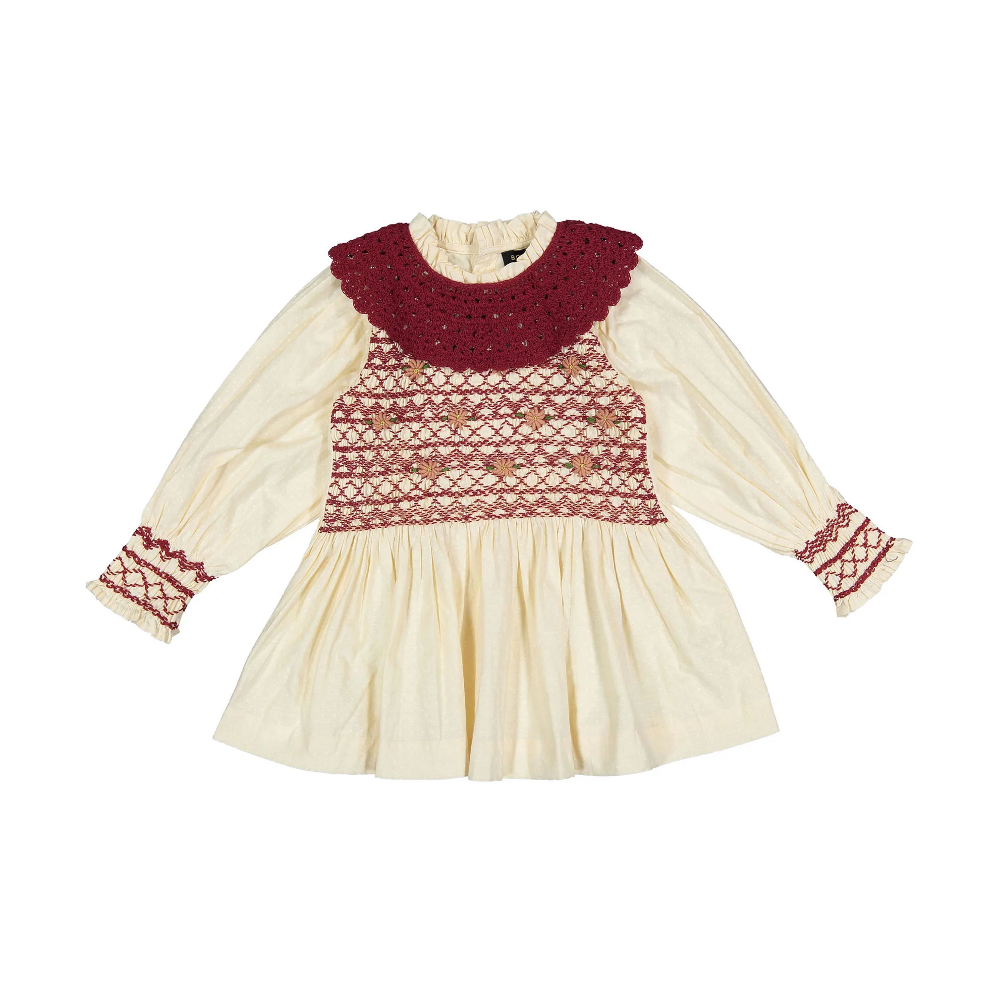 Bonjour Ivory Dot Print Handsmock Blouse