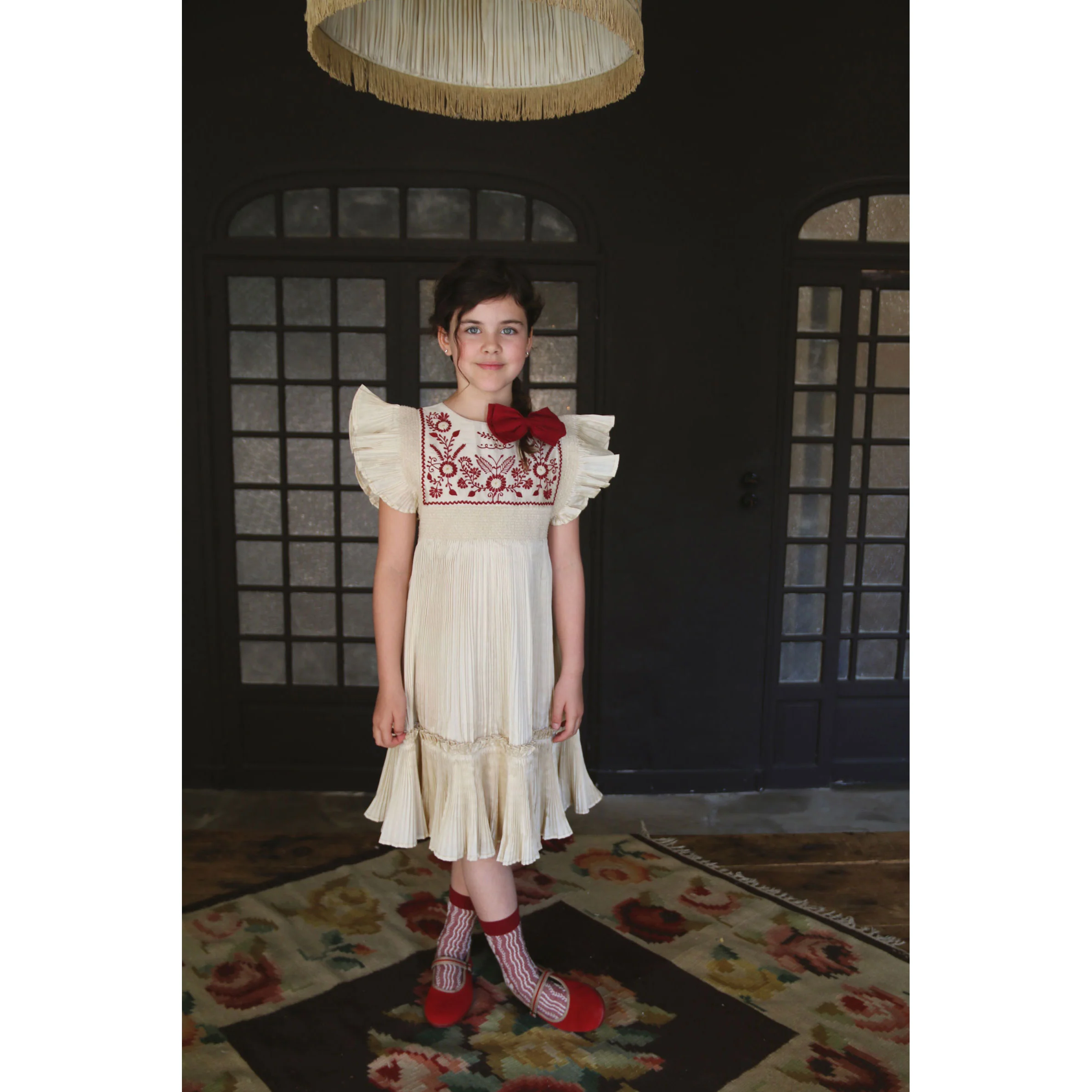 Bonjour Ivory Taffetas Pleated Dress - Image 3