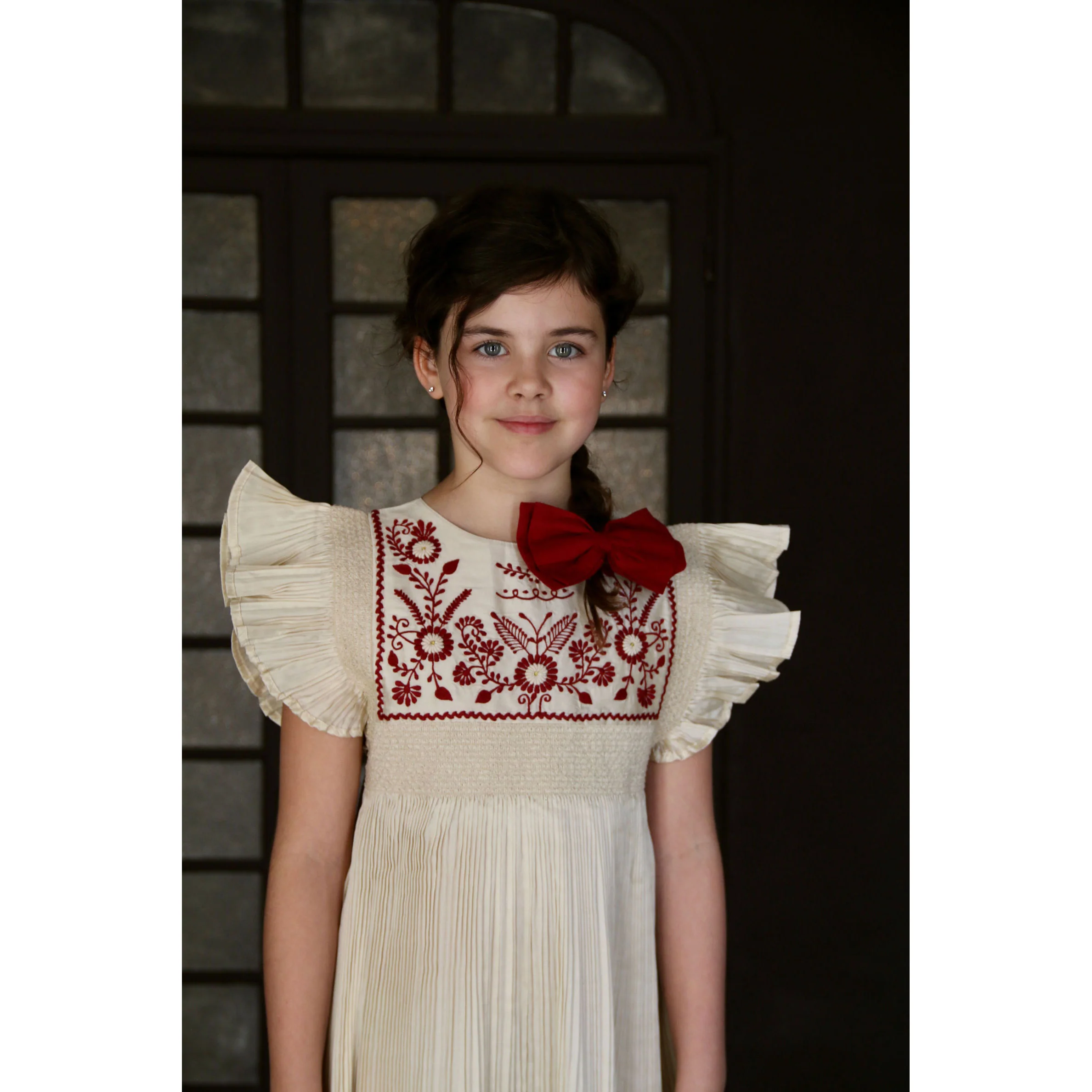 Bonjour Ivory Taffetas Pleated Dress - Image 4