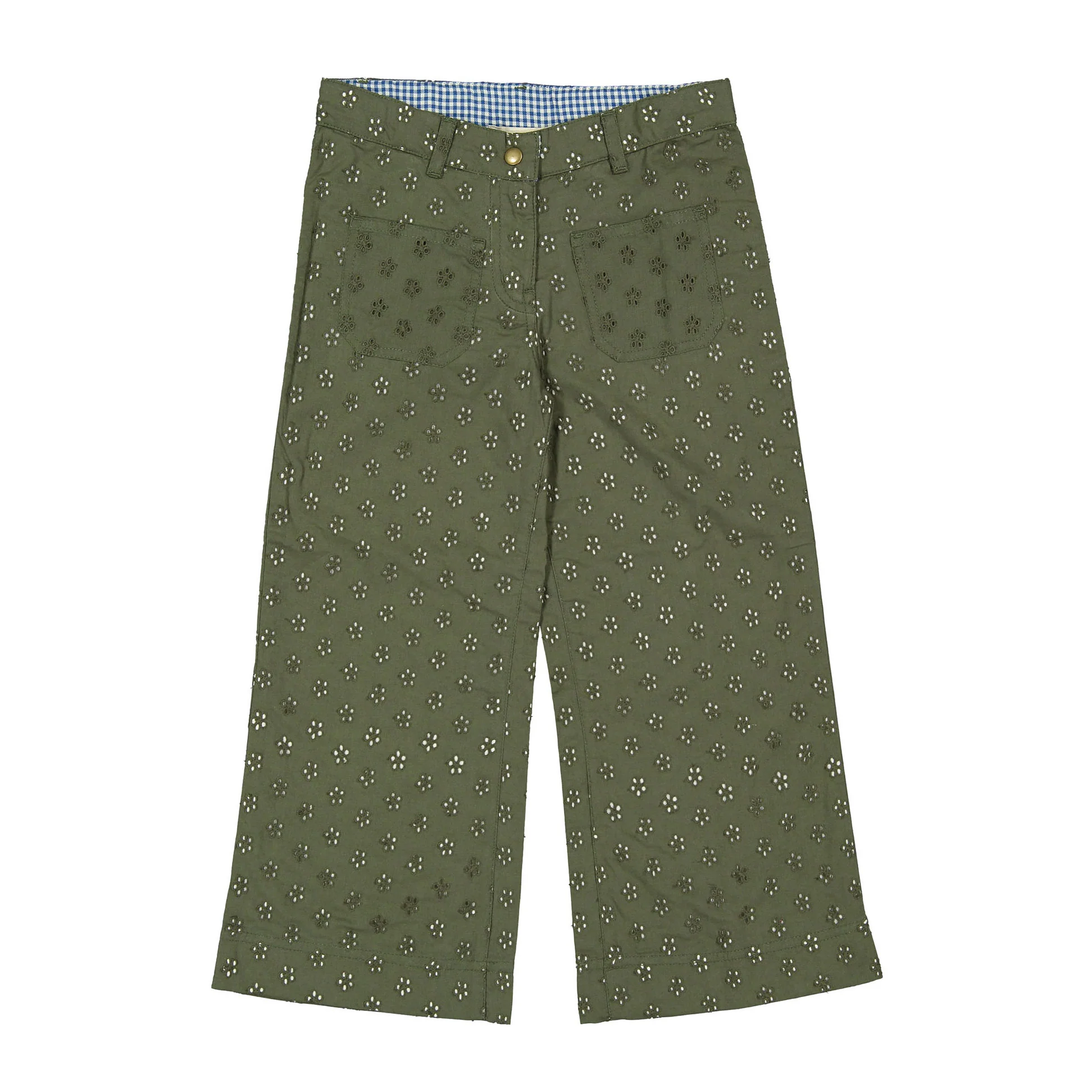 Bonjour Kaki Green Broderie Anglaise Pants