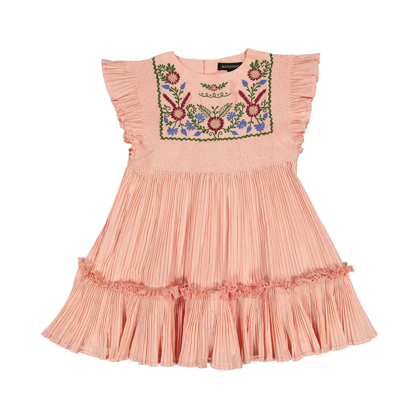 Bonjour Nude Taffetas Pleated Dress