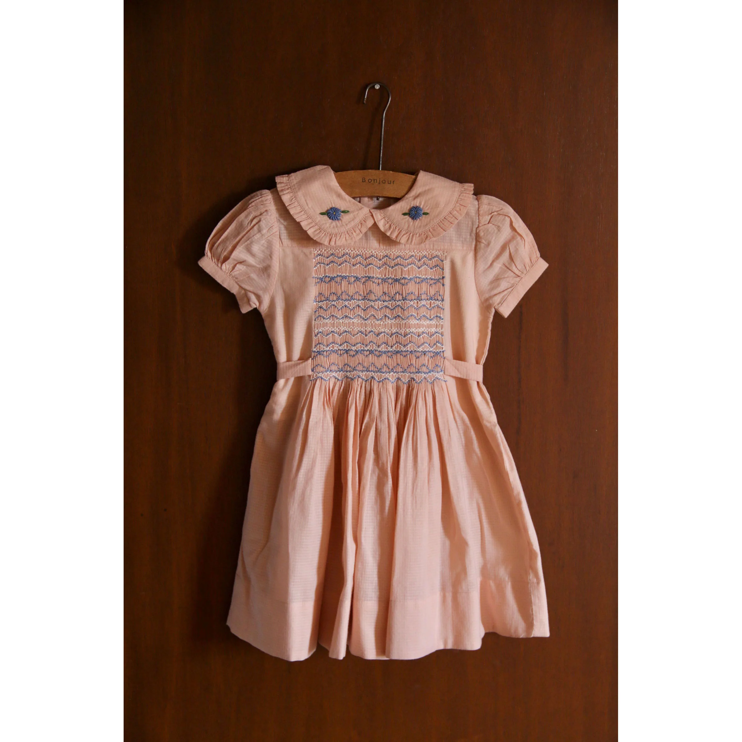 Bonjour Pink Check Handsmock Dress