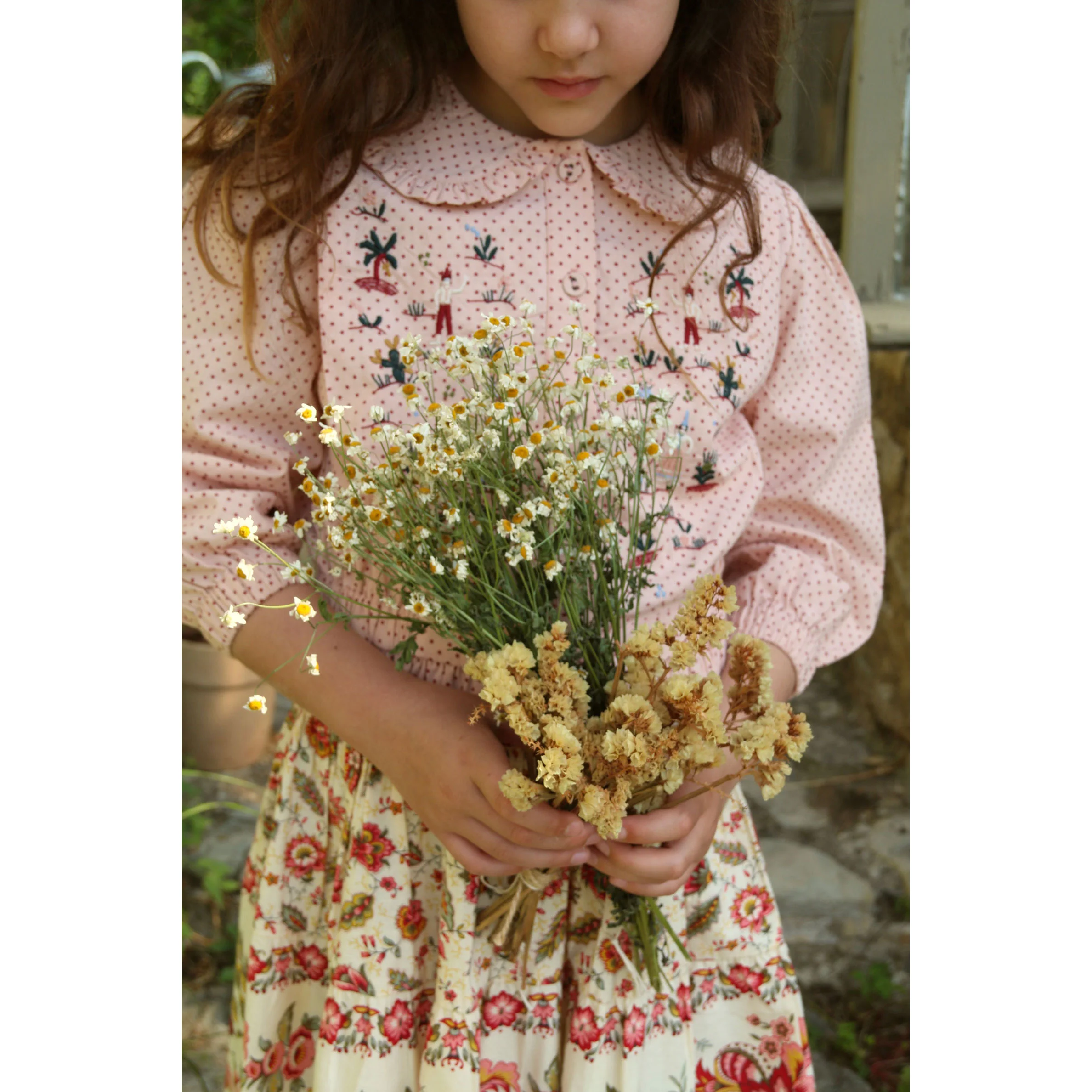 Bonjour Pink Dot Print Embroidered Shirt - Image 2