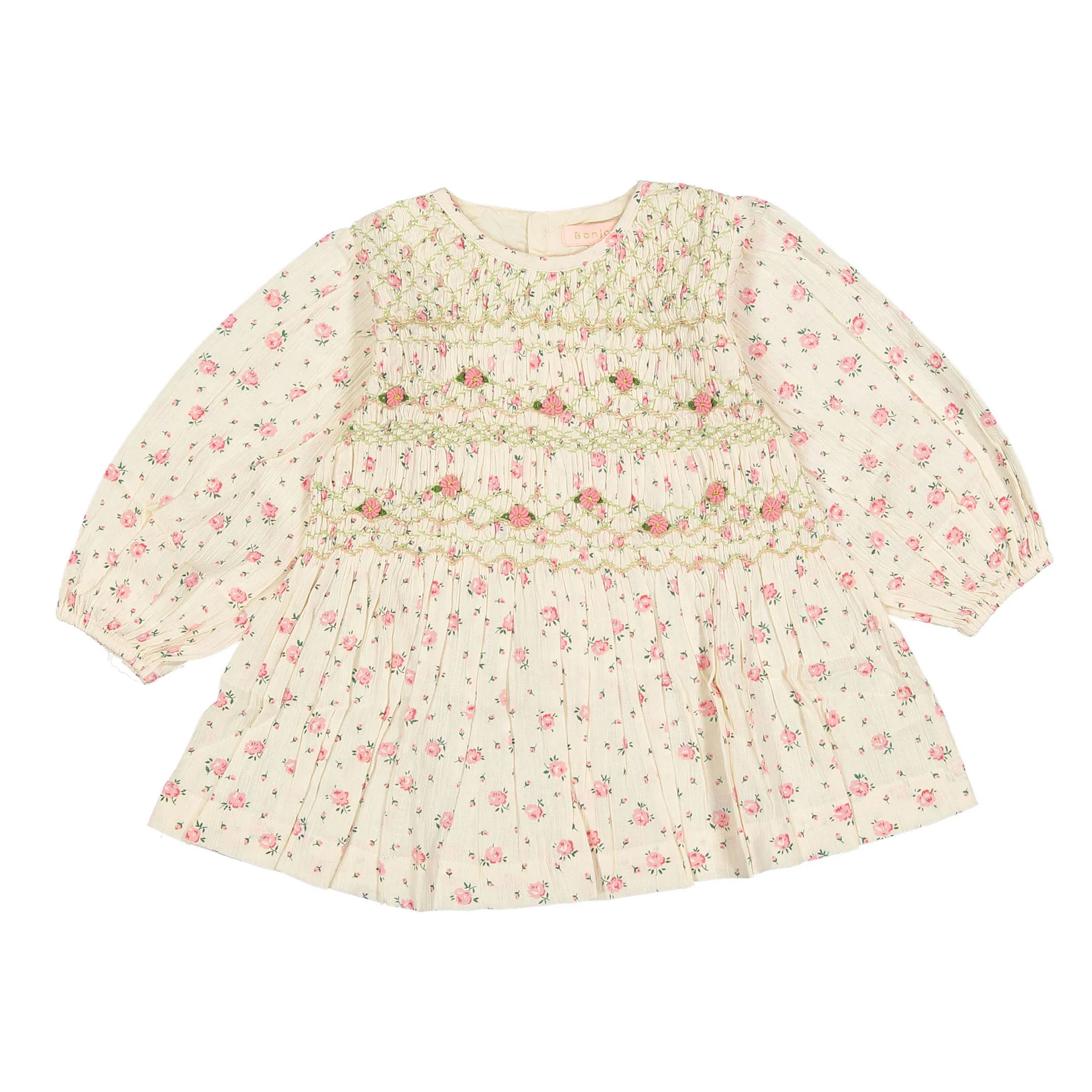 Bonjour Rosa Bloom Print Crepe Handsmock Blouse