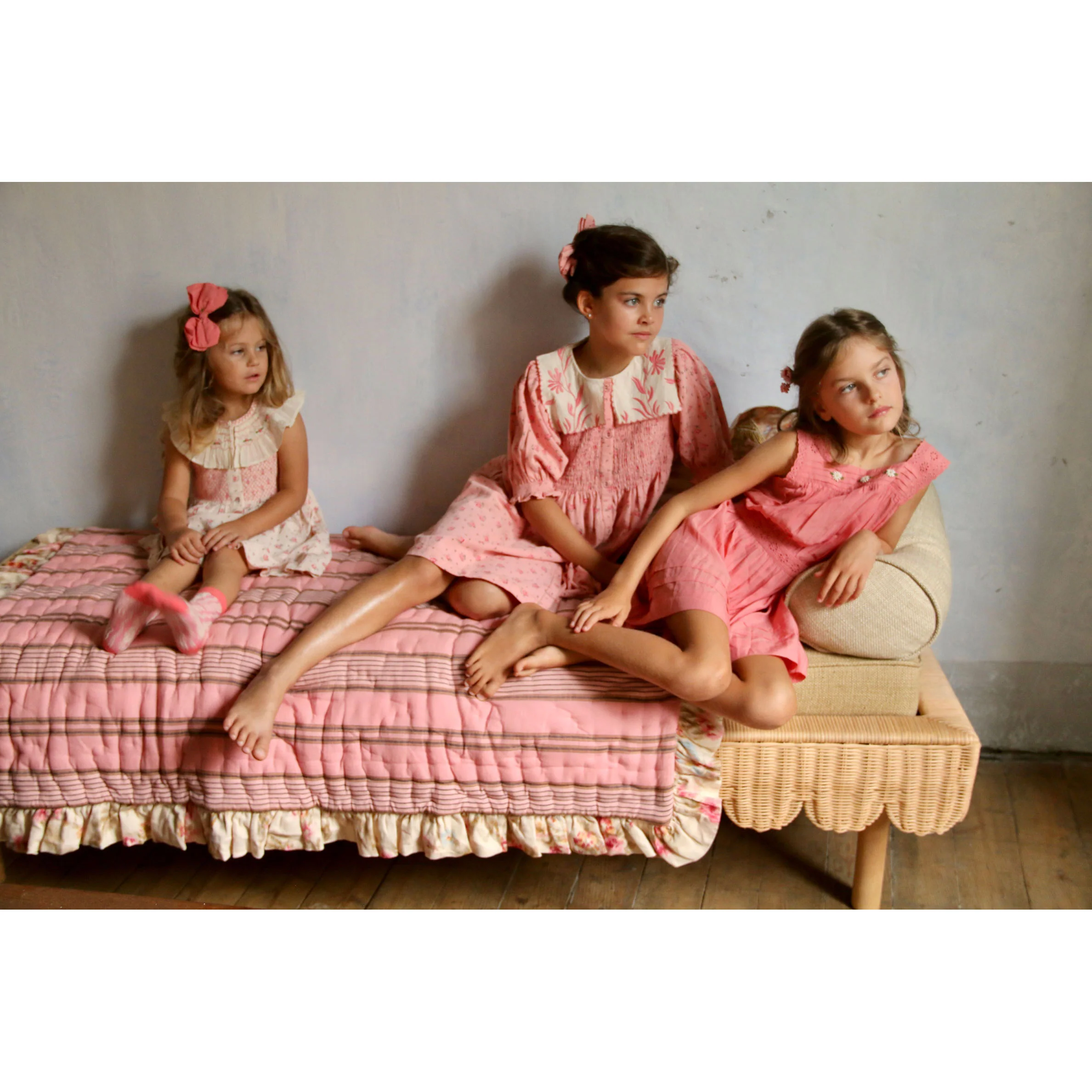 Bonjour Rosa Bloom Print Denim Tunique With Collar & Hairclip - Image 2