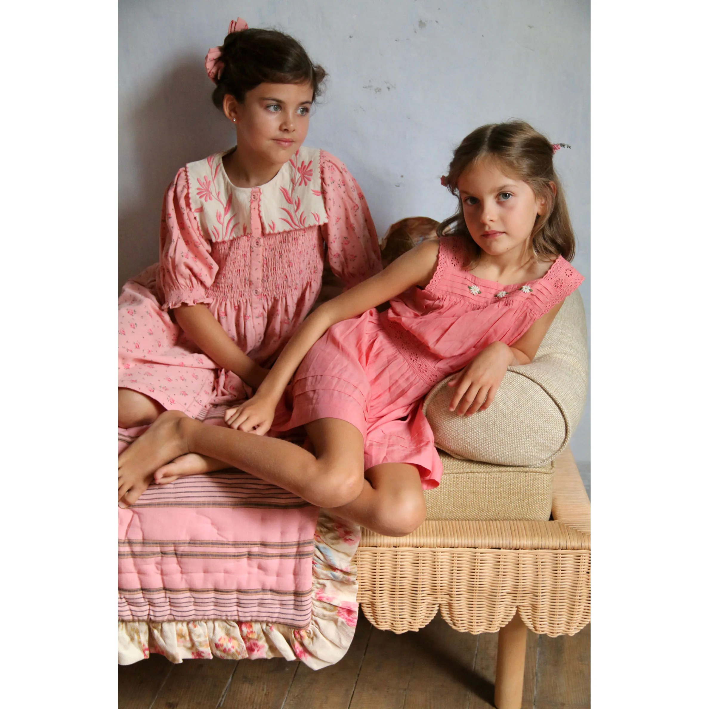 Bonjour Rosa Bloom Print Denim Tunique With Collar & Hairclip - Image 3