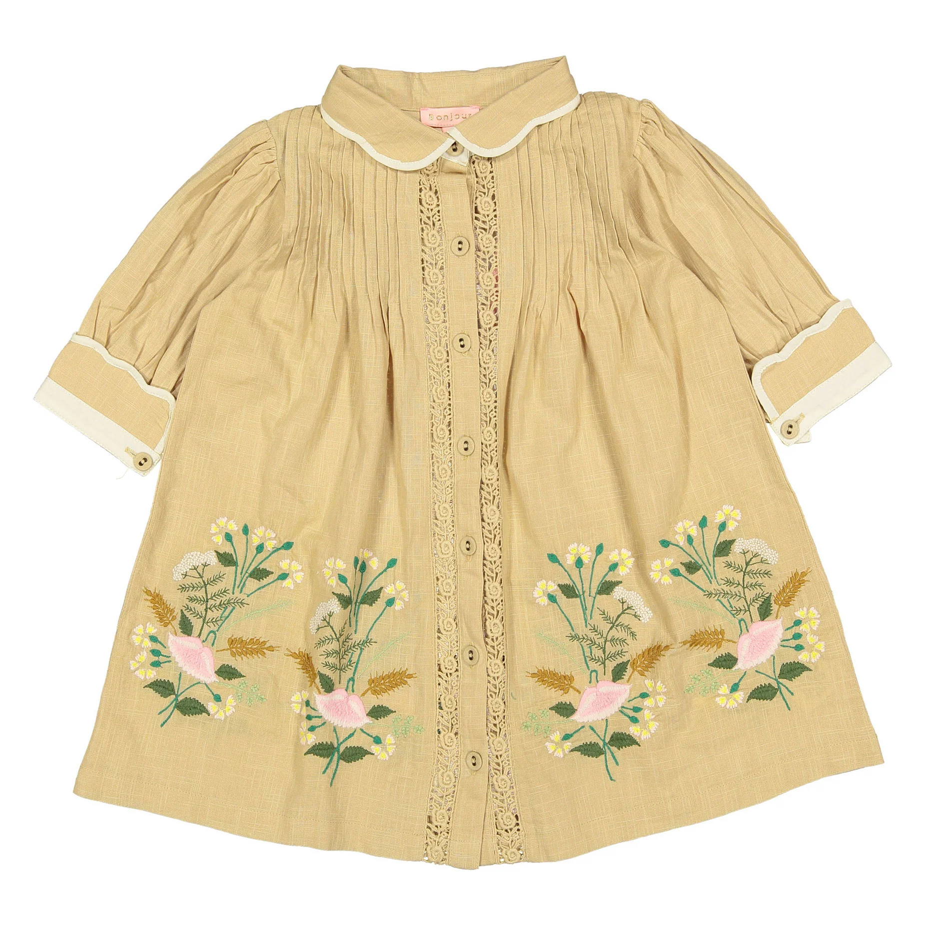 Bonjour Solid Straw Cotton Slub Tunique