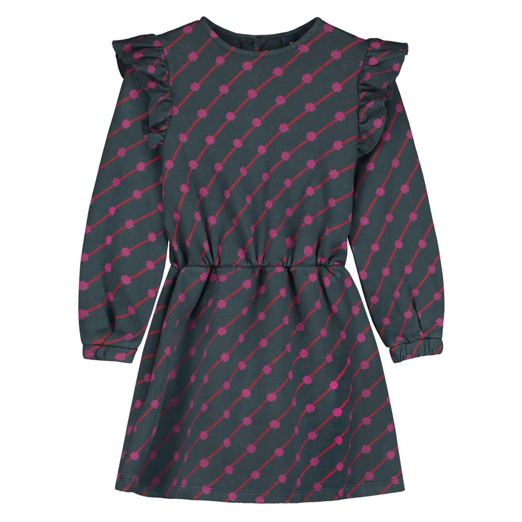Bonmot Navy Short Flowers Frill Dress