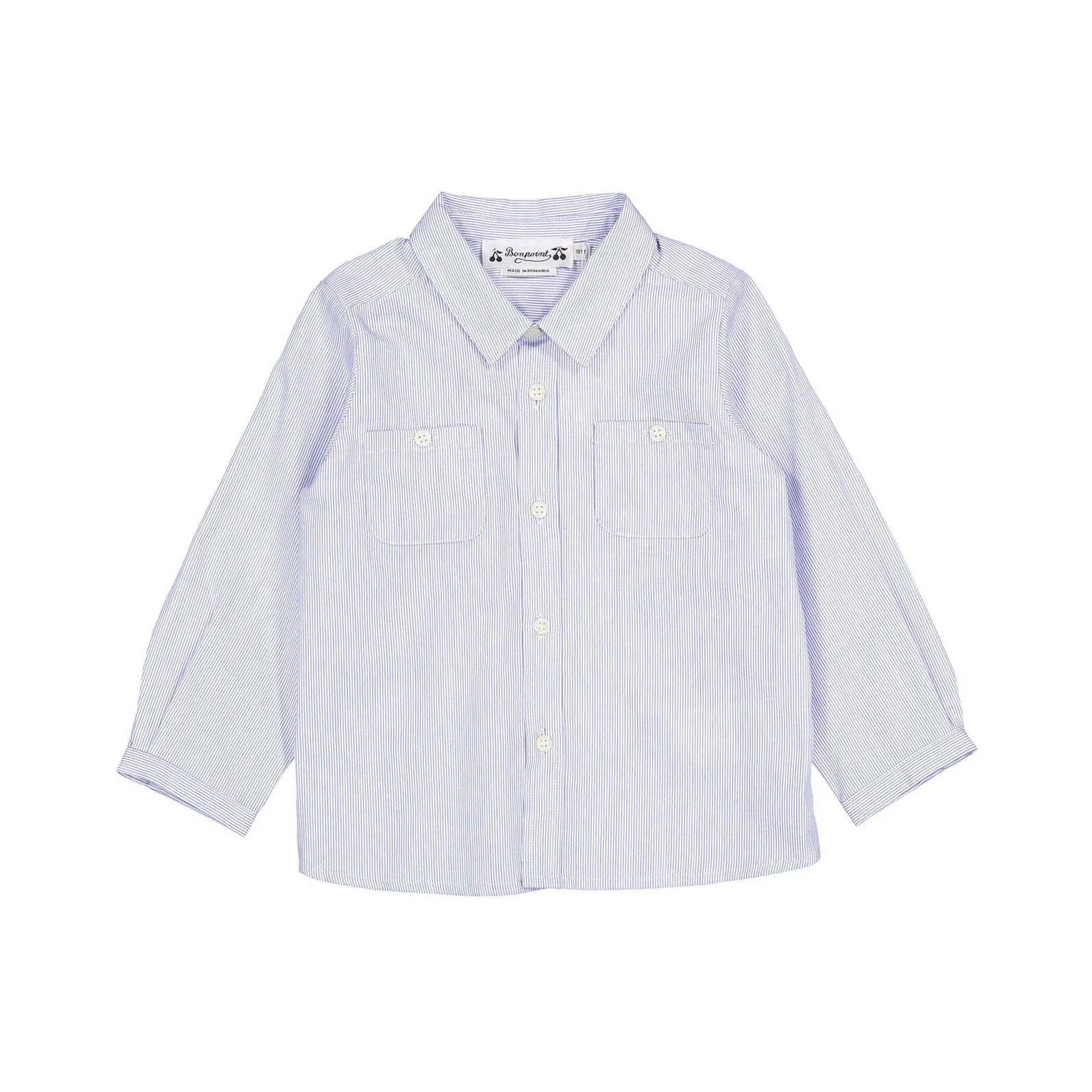Bonpoint Blue Micro Stripe Baby Shirt