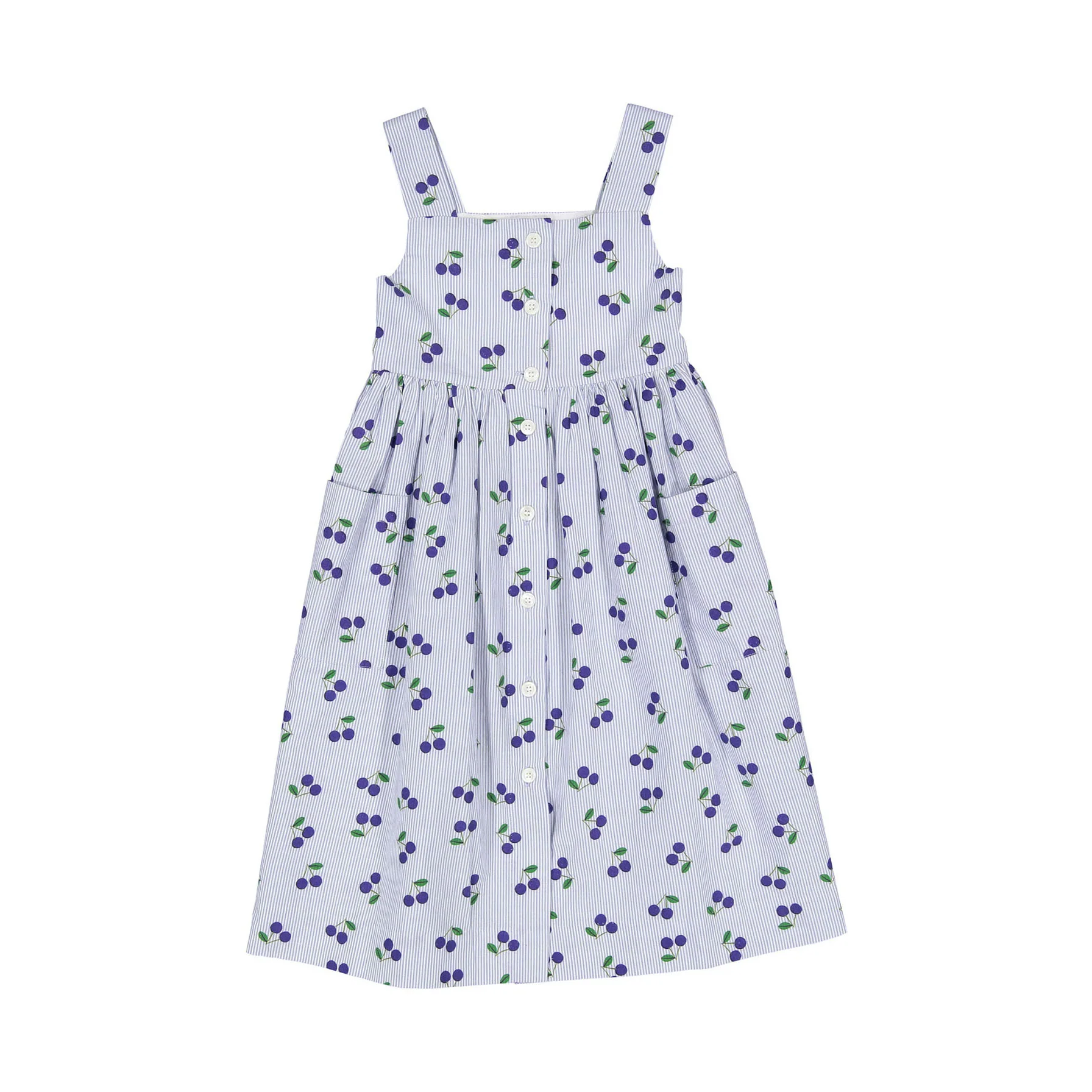 Bonpoint Ciel Pin Striped Cherries Laly Dress
