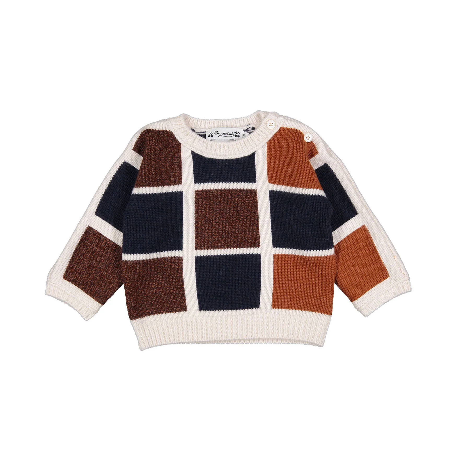 Bonpoint Multicolor Squre Gallen Baby Sweater