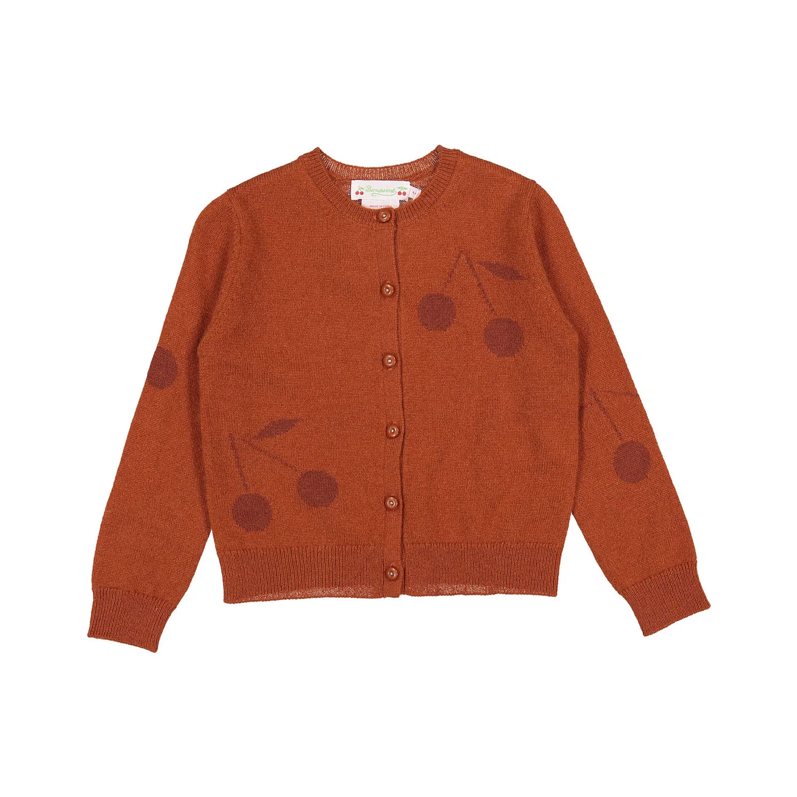 Bonpoint Orange Cherry Gingery Cardigan