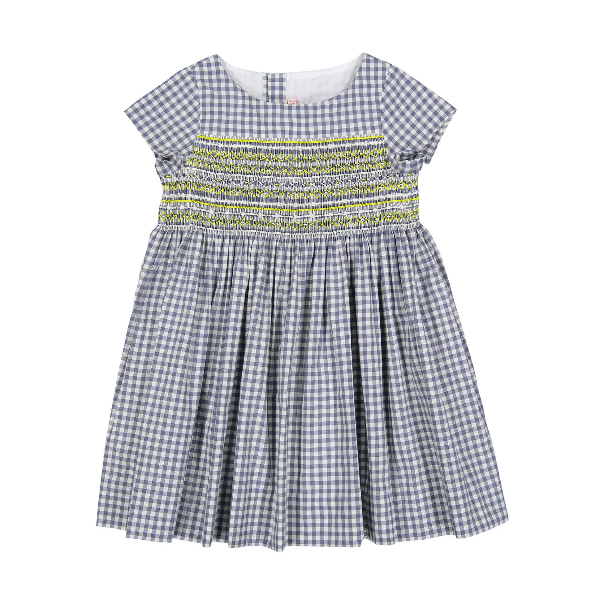 Bonpoint Slate Grey Maruska Smocked Baby Dress