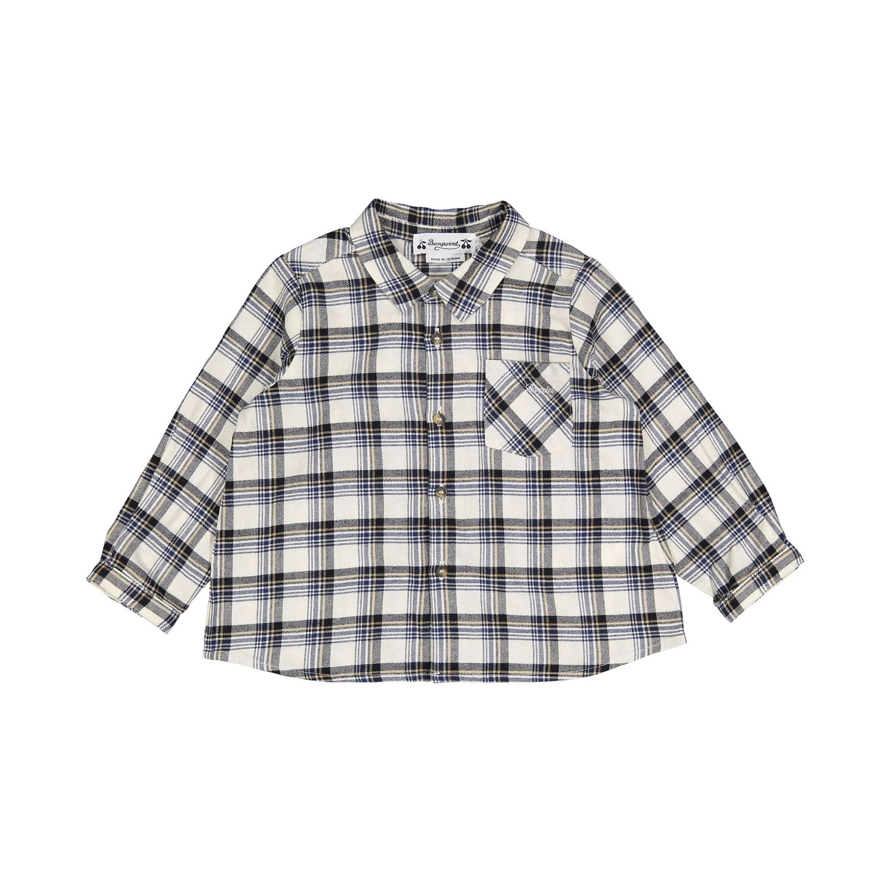 Bonpoint White Check Gillo Baby Shirt
