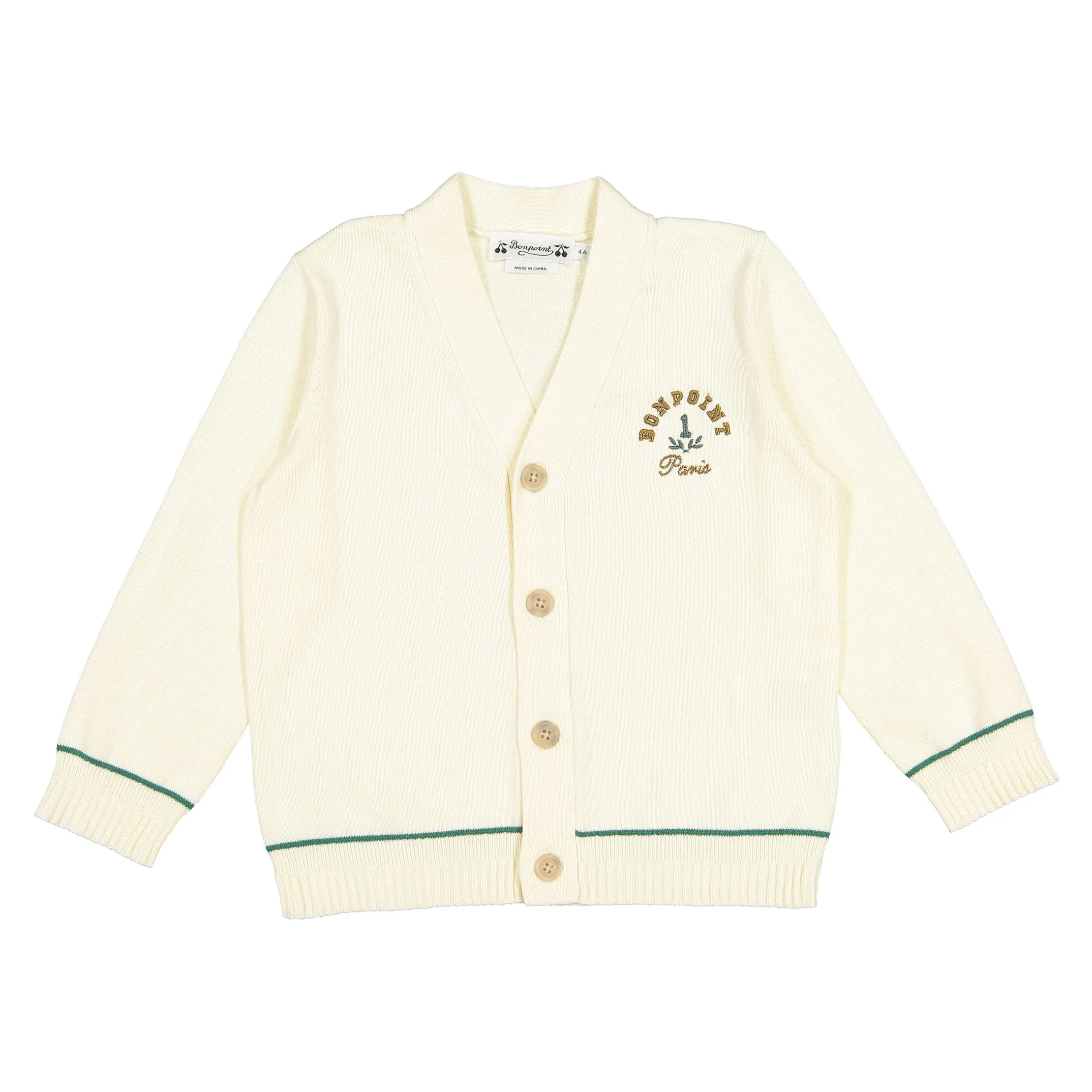 Bonpoint White Ermin Cardigan
