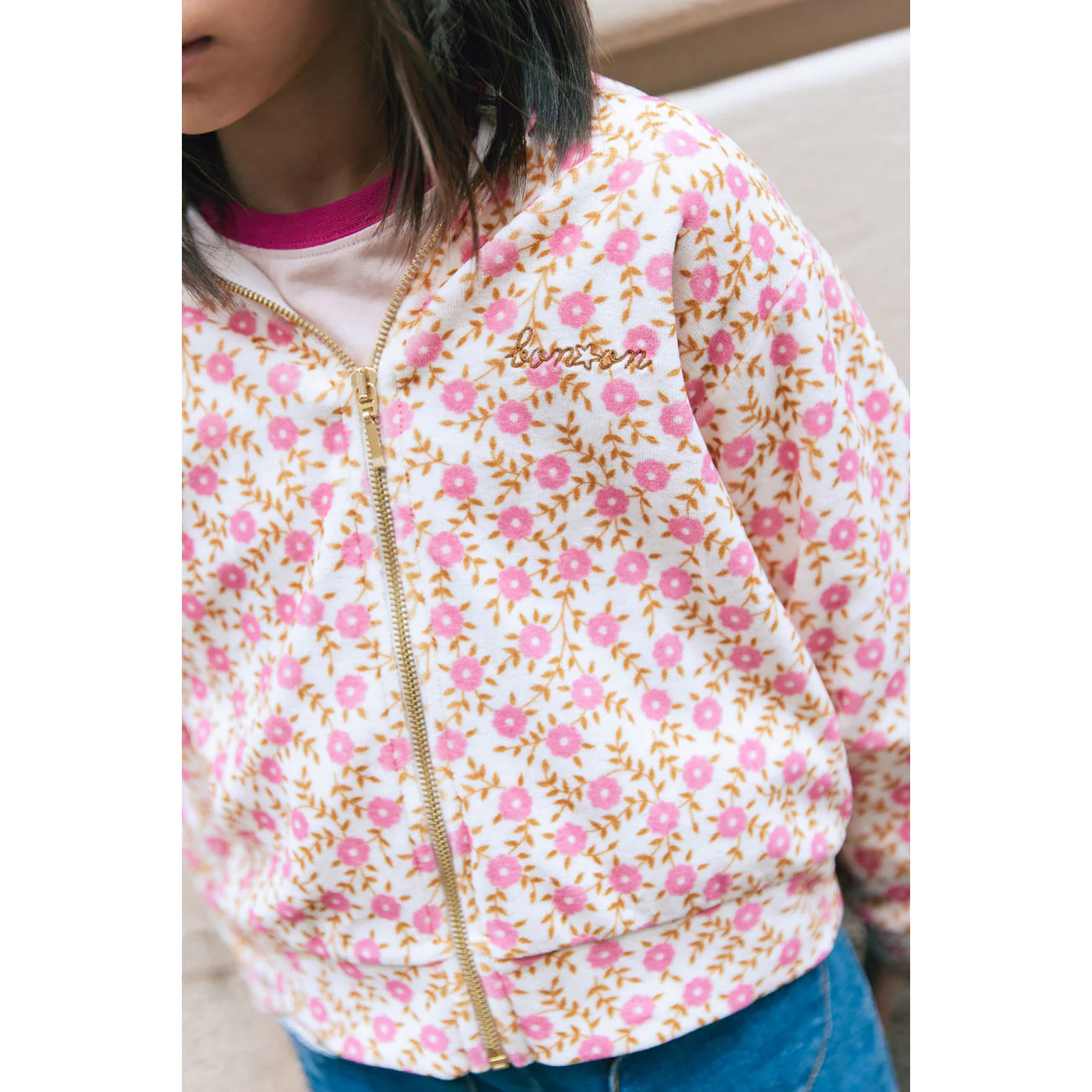 Bonton Cream Sweat Saxo Zip Up Sweater - Image 2