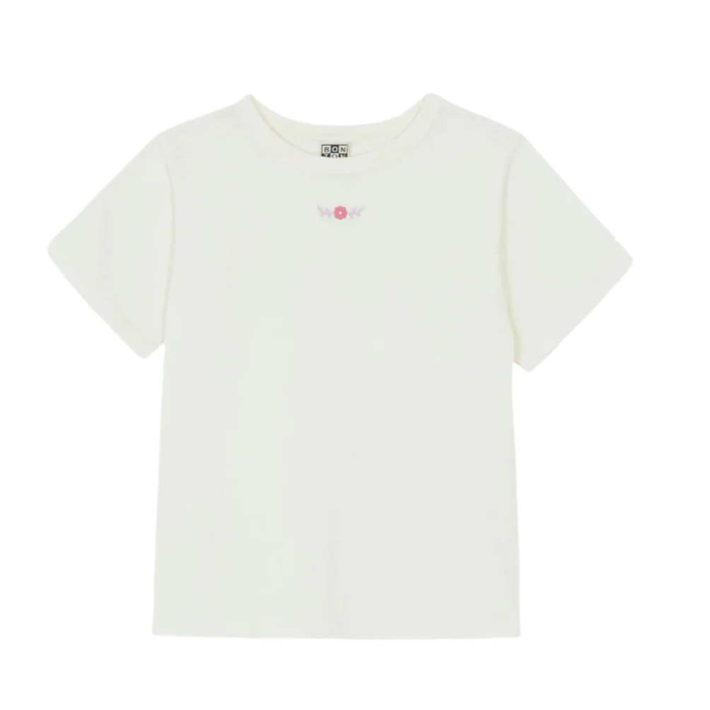 Bonton Ecru Embroidered Tubo Tee