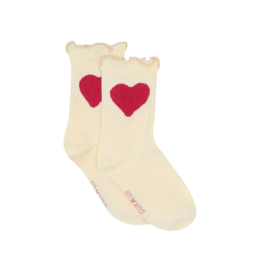 Bonton Ecru Heart Socks
